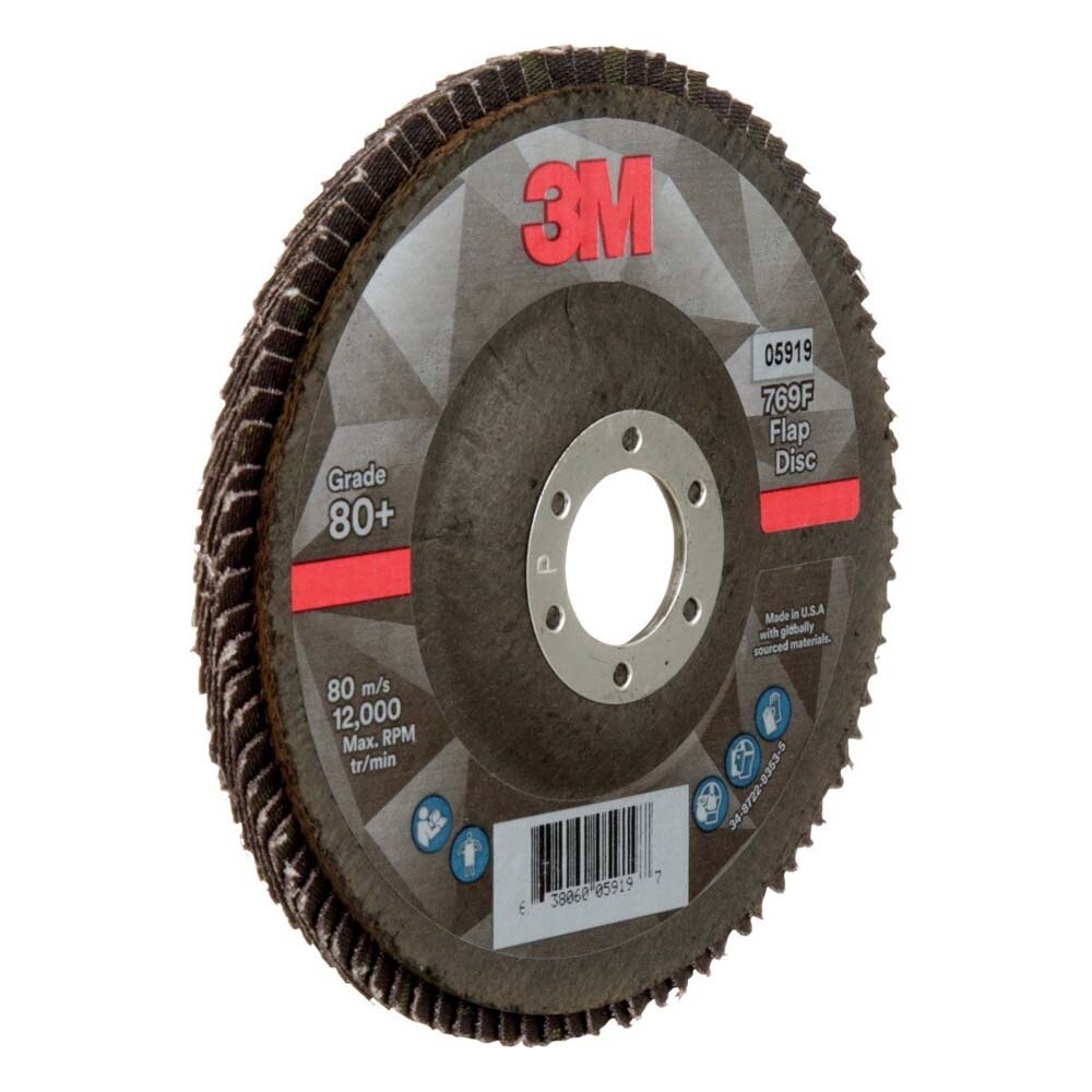3M 7100178124 Flap Disc 769F, 80+, T27, 5 in x 7/8 in (10 Pack) - 2