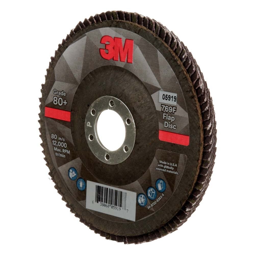 3M 769F Flap Disc , 80+, T27, 5 in x 7/8 in (7100178124) (10 Pack) - 3