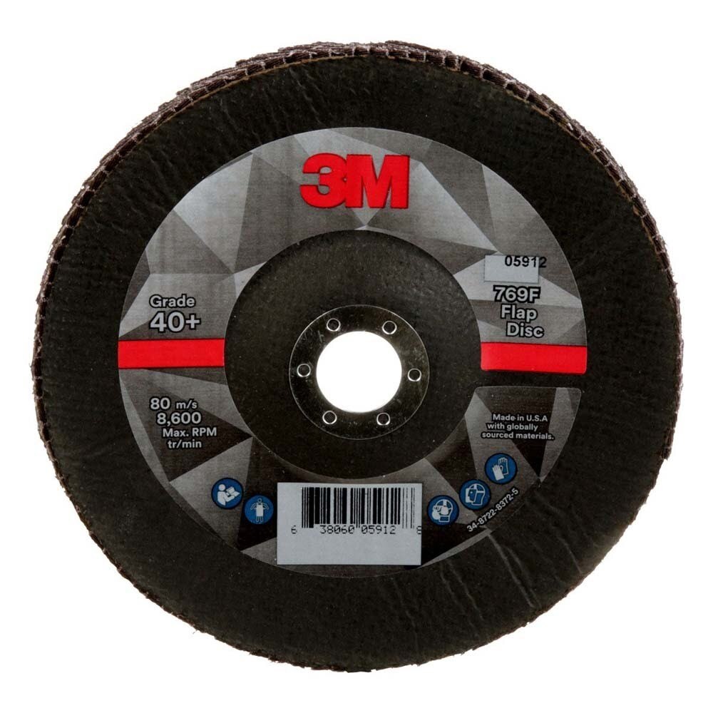 3M 7100178128 Flap Disc 769F, 40+, T29, 7 in x 7/8 in (5 Pack)