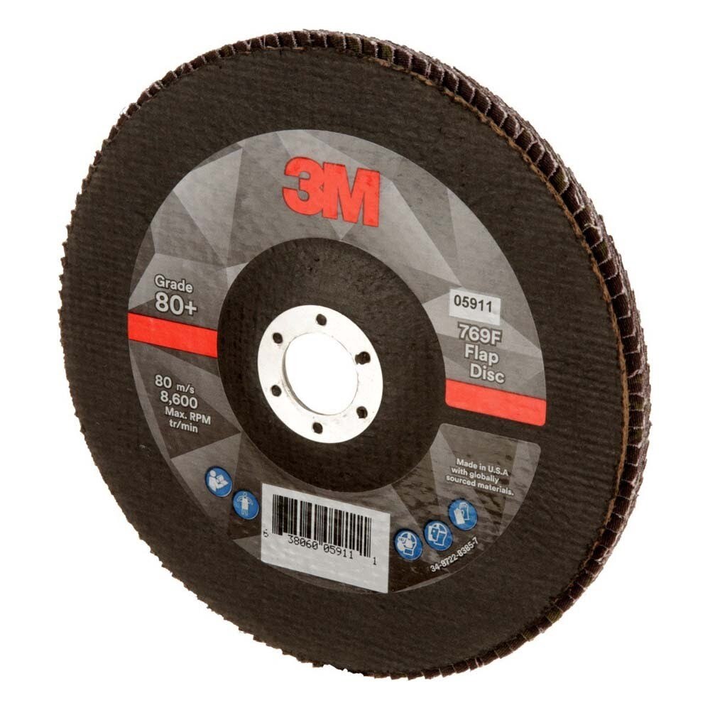 3M 7100178129 Flap Disc 769F Type 27 80+ 7 in x 7/8 in High Performance Ceramic Precision-Shaped Grain Grinding and Finishing Disc for Carbon and Stainless Steel (5 Pack) - 4