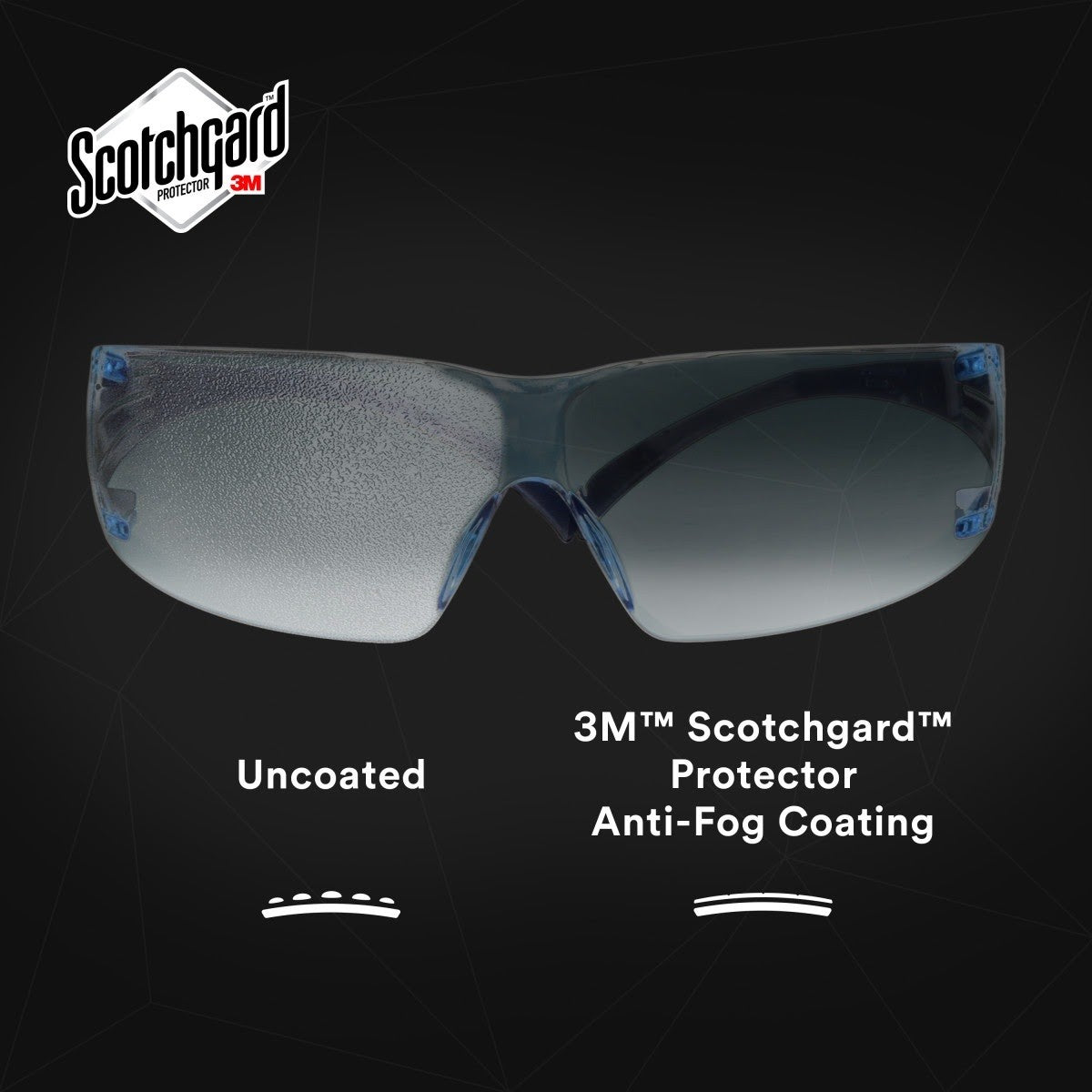 3M SF204SGAF-BLU SecureFit Protective Eyewear 200 Series, Blue Temples, Blue Scotchgard Anti-Fog Lens (7100180046) (20 Pack) - 7