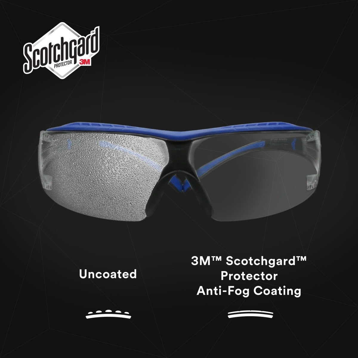 3M SF401XSGAF-BLU SecureFit 400 Series Safety Glasses, Blue/Gray, Clear Scotchgard Anti-Fog/Anti-Scratch Lens (7100180049) (20 Pack) - 4