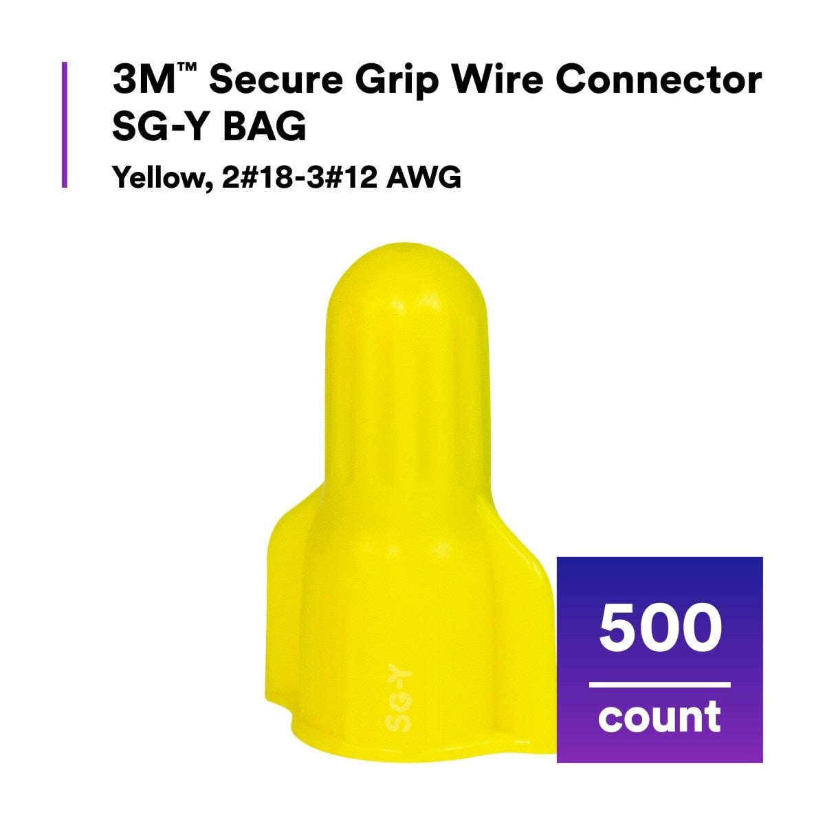3M SG-Y BAG Secure Grip Wire Connector, Yellow, Twist-on, 18-12 AWG (7100180526) (5000 Pack) - 8