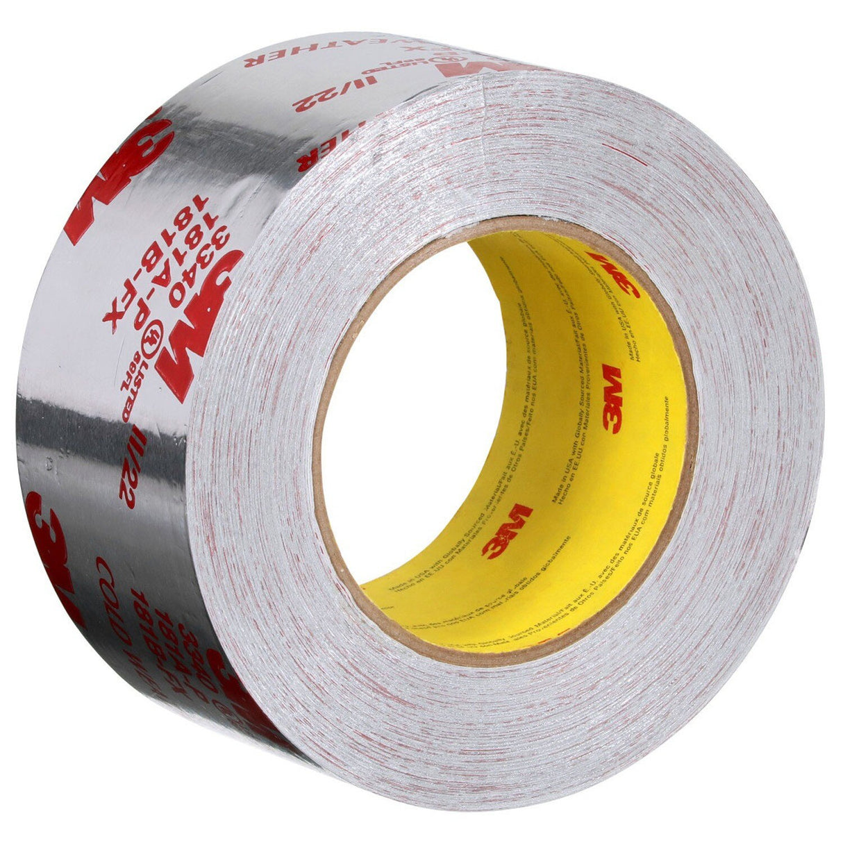 3M 3340 Aluminum Foil Tape, Silver, 2-1/2 in x 50 yd, 4.0 mil, HVAC Sealing and Patching Ducts, Fiberglass Duct Board, Insulation, Metal Repair (7100189974) (20 Pack) - 2