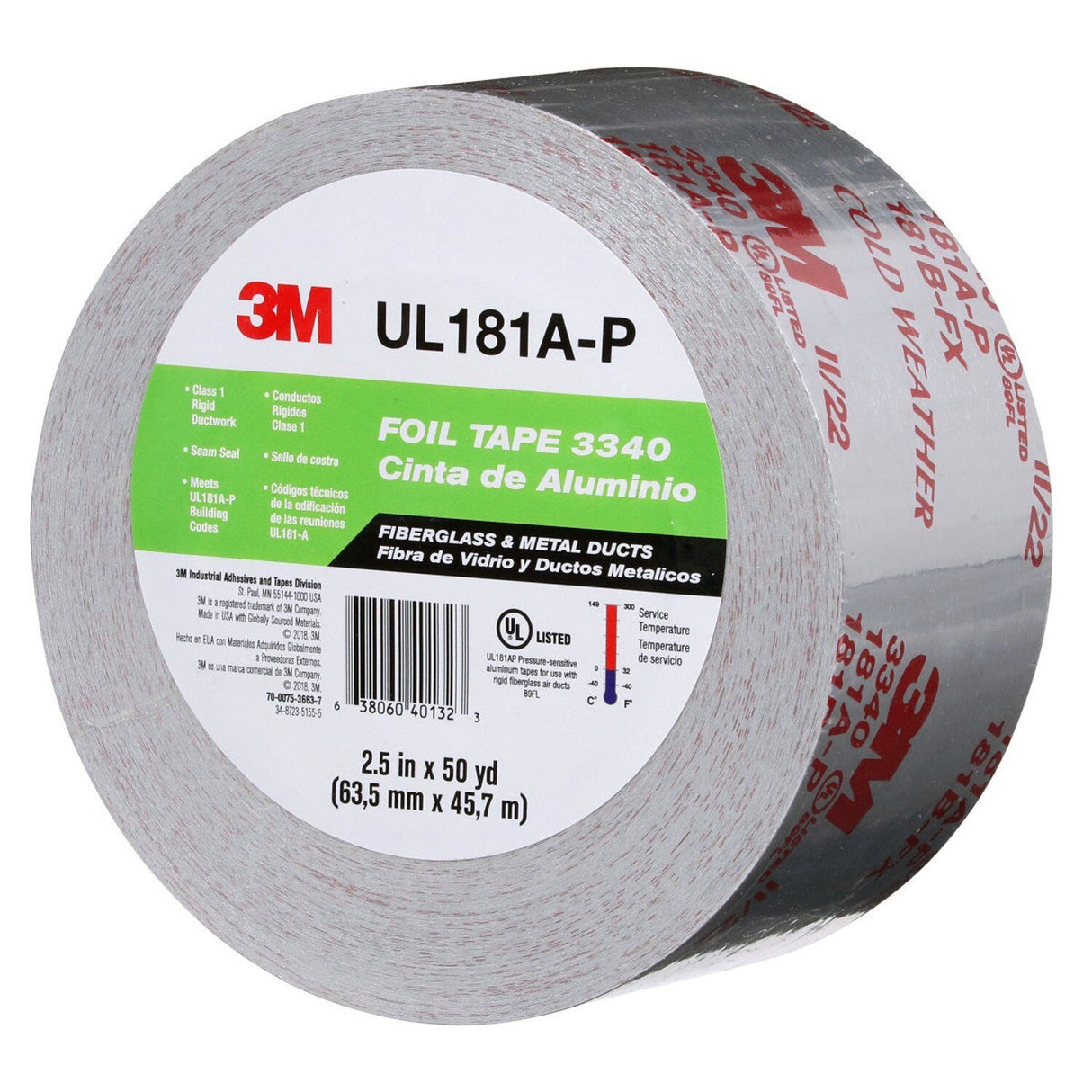 3M 3340 Aluminum Foil Tape, Silver, 2-1/2 in x 50 yd, 4.0 mil, HVAC Sealing and Patching Ducts, Fiberglass Duct Board, Insulation, Metal Repair (7100189974) (20 Pack) - 8