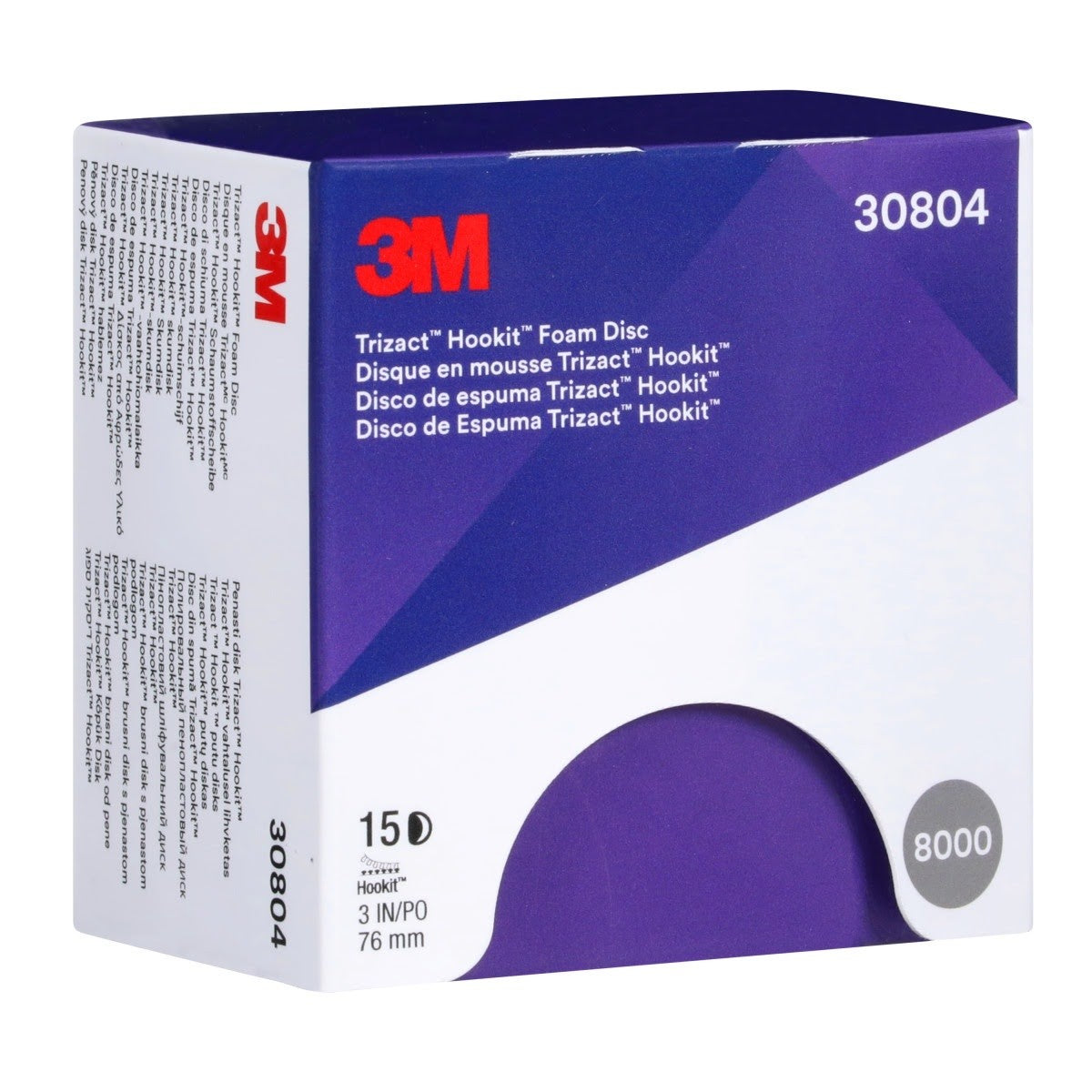 3M 443SA 30804 Trizact Hookit Foam Disc, 8000, 3 in (7100193763) (60 Pack) - 3