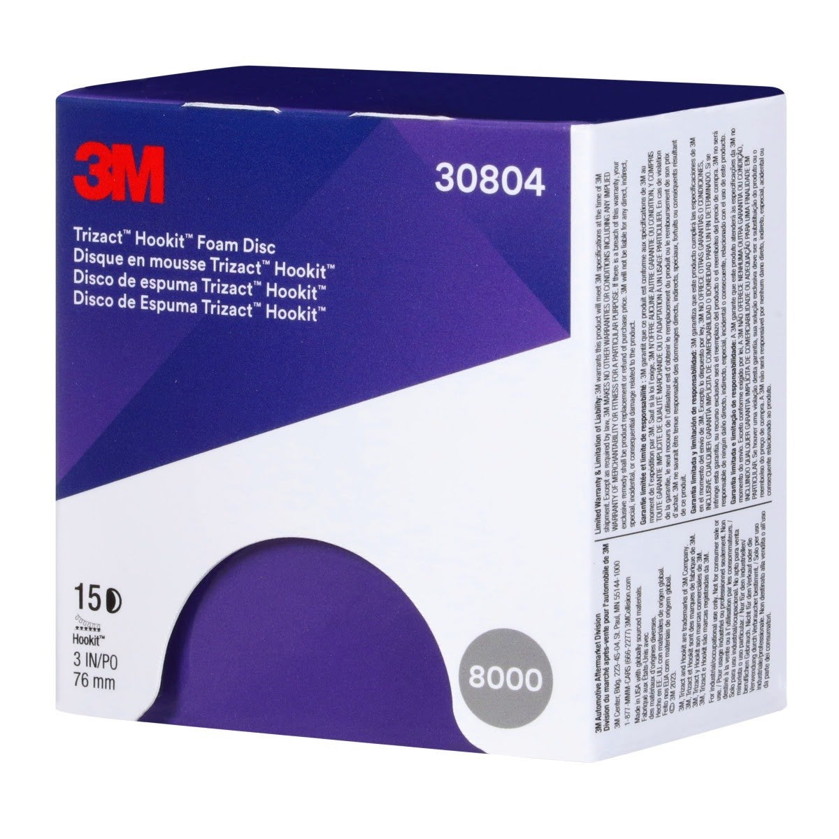 3M 443SA 30804 Trizact Hookit Foam Disc, 8000, 3 in (7100193763) (60 Pack) - 4