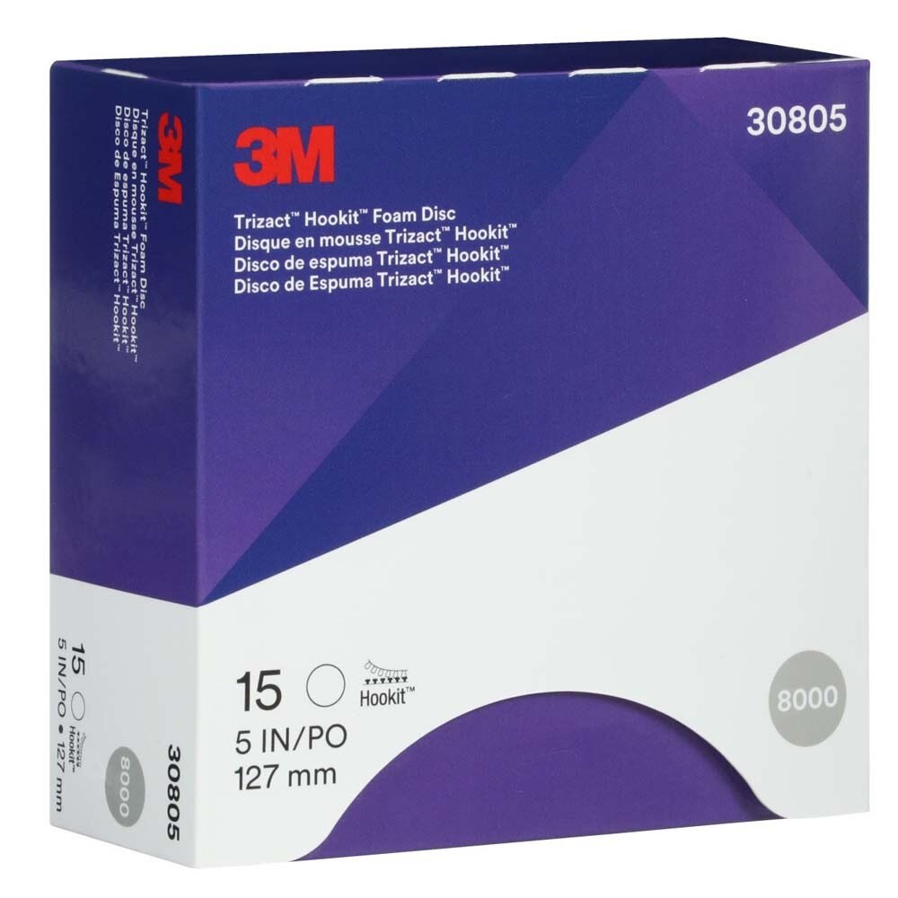 3M 7100193766 Trizact Hookit Foam Disc 30805, 8000, 5 in (15 Pack) - 5