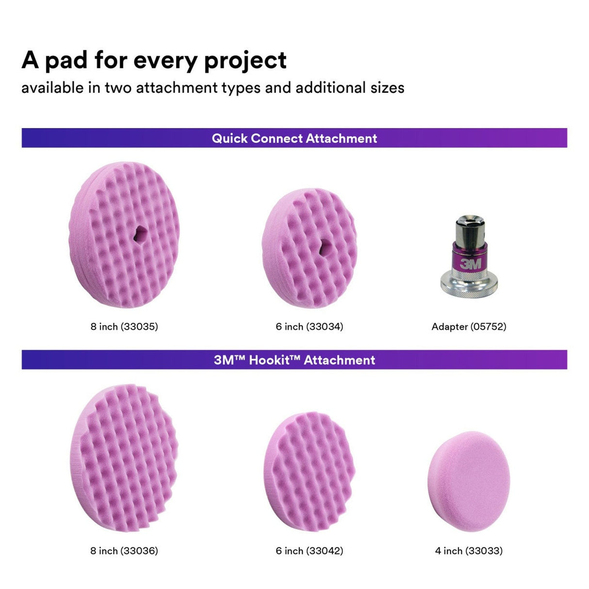 3M 33042 Hookit 1-Step Foam Finishing Pad, Waffle Face, Purple, 6 in (7100193787) (24 Pack) - 4