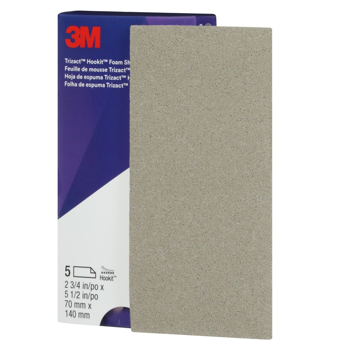 3M 443SA 30803 Trizact Hookit Foam Abrasive Sheet, Silicon Carbide 8000 Grit, Gray, 70 mm x 140 mm (7100194290) (50 Pack)