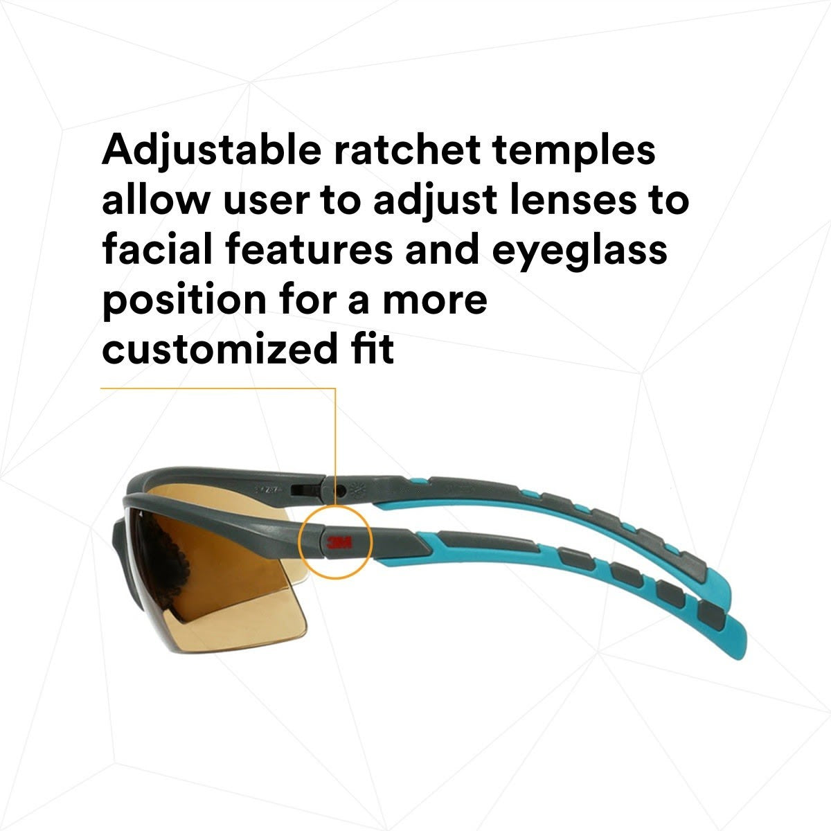 3M S2005SGAF-BGR Solus 2000 Series, Gray/Blue-Green Temples, Scotchgard Anti-Fog Coating, Brown AF-AS lens (7100203166) (20 Pack) - 6