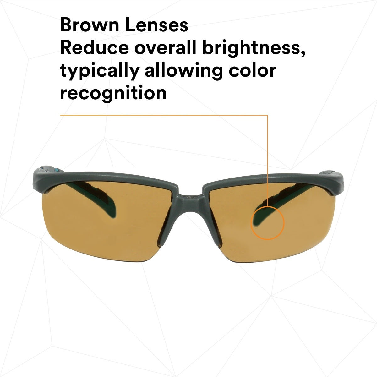 3M S2005SGAF-BGR Solus 2000 Series, Gray/Blue-Green Temples, Scotchgard Anti-Fog Coating, Brown AF-AS lens (7100203166) (20 Pack) - 7