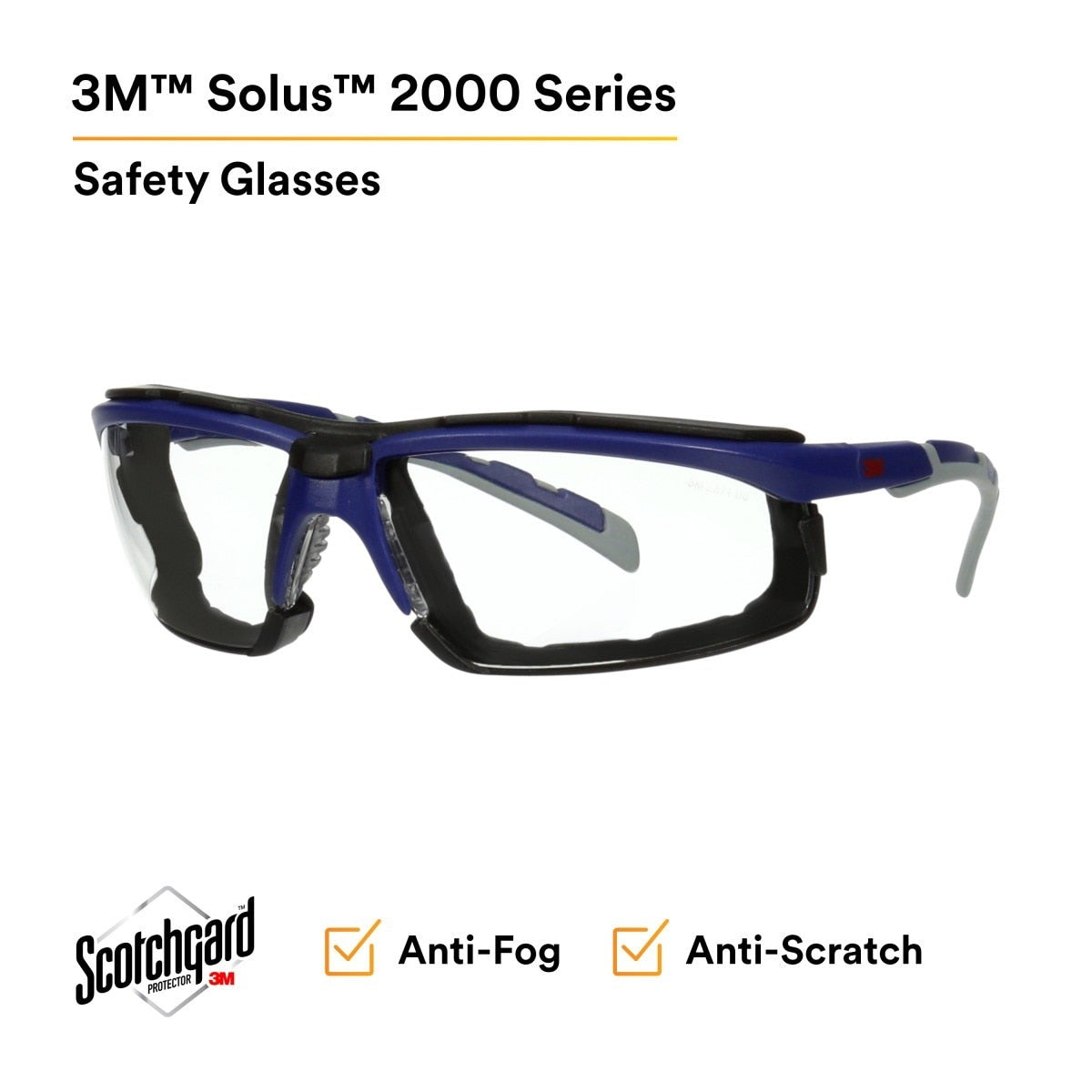 3M S2001SGAF-BGR-F Solus 2000 Series Safety Glasses, Anti-Fog Anti-Scratch, Clear Lens, Gray Teal Frame, Removable Foam Gasket (7100203183) (20 Pack) - 2