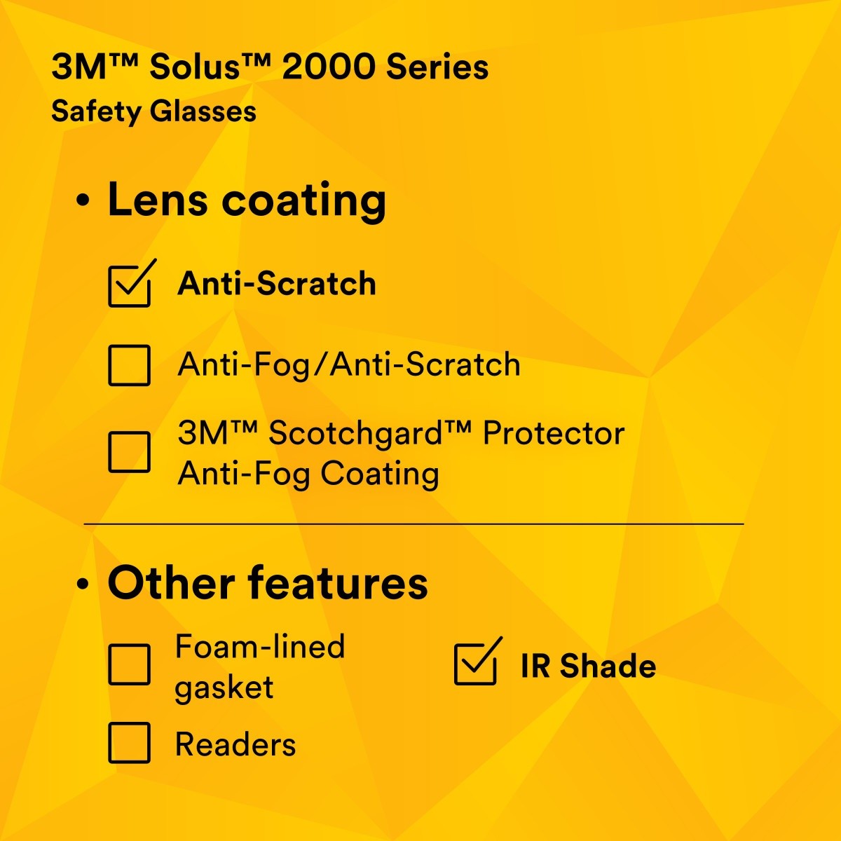 3M S2050AS-BLK Solus 2000 Series Safety Glasses, Anti-Scratch, IR Shade 5.0 Gray Lens, Black/Green Temples (7100203186) (20 Pack) - 8