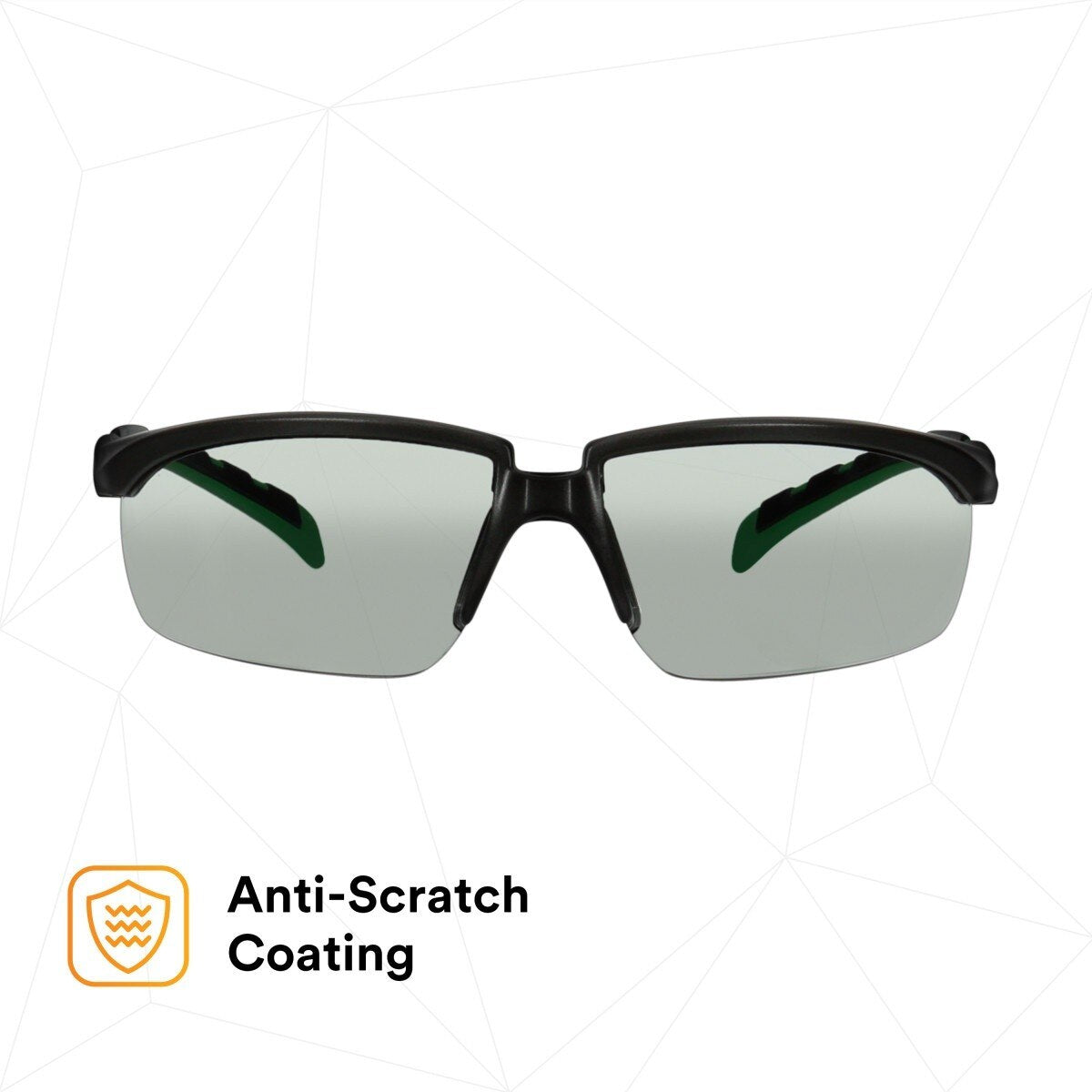 3M S2017AS-BLK Solus Solus 2000 Series Safety Glasses, Anti-Scratch, IR Shade 1.7 Gray Lens, Black/Green Temples (7100203187) (20 Pack) - 5