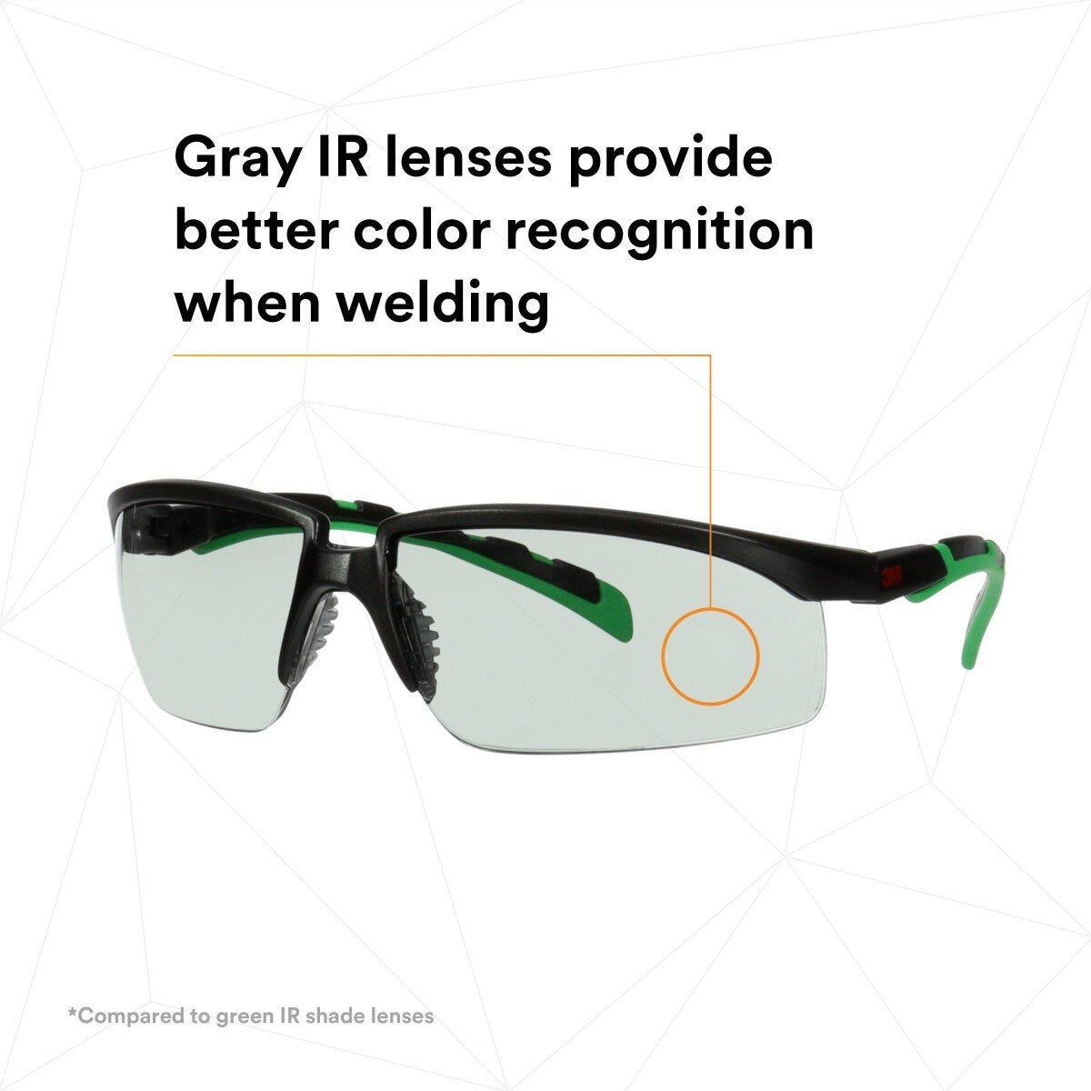 3M S2017AS-BLK Solus Solus 2000 Series Safety Glasses, Anti-Scratch, IR Shade 1.7 Gray Lens, Black/Green Temples (7100203187) (20 Pack) - 6