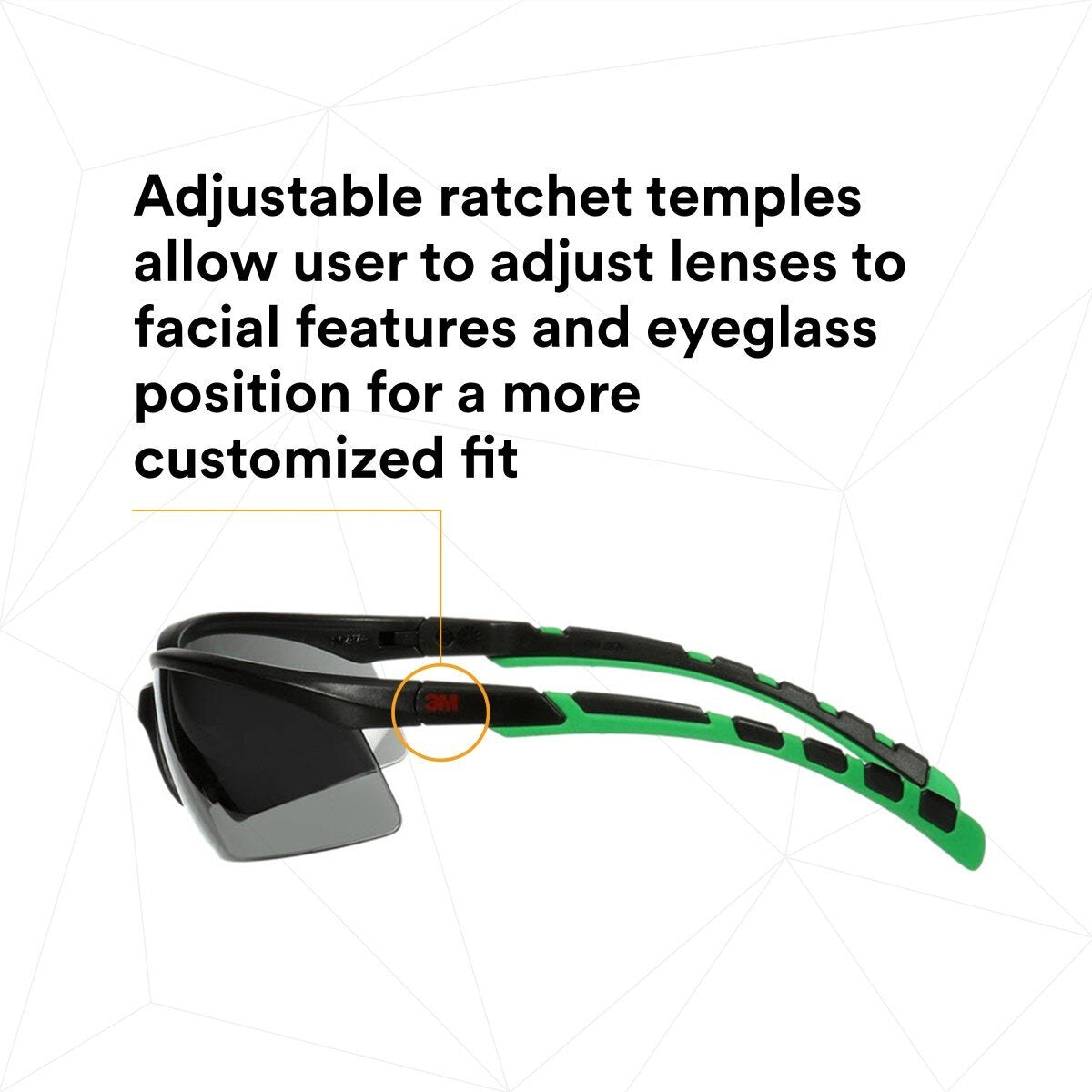 3M S2030AS-BLK Solus 2000 Series Safety Glasses, Anti-Scratch, IR Shade 3.0 Gray Lens, Black Green Temples (7100203188) (20 Pack) - 8