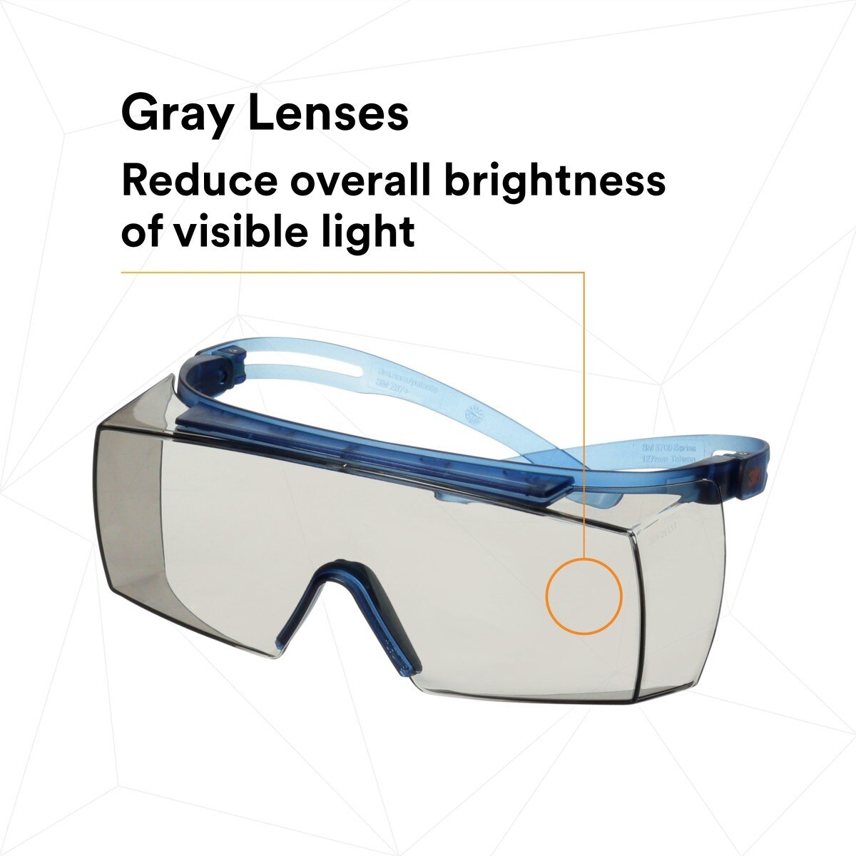 3M SF3707AS-BLU SecureFit 3700 Series OTG Safety Glasses, Anti Scratch, Indoor Outdoor Gray Lens, Blue Temple (7100203195) (10 Pack) - 5