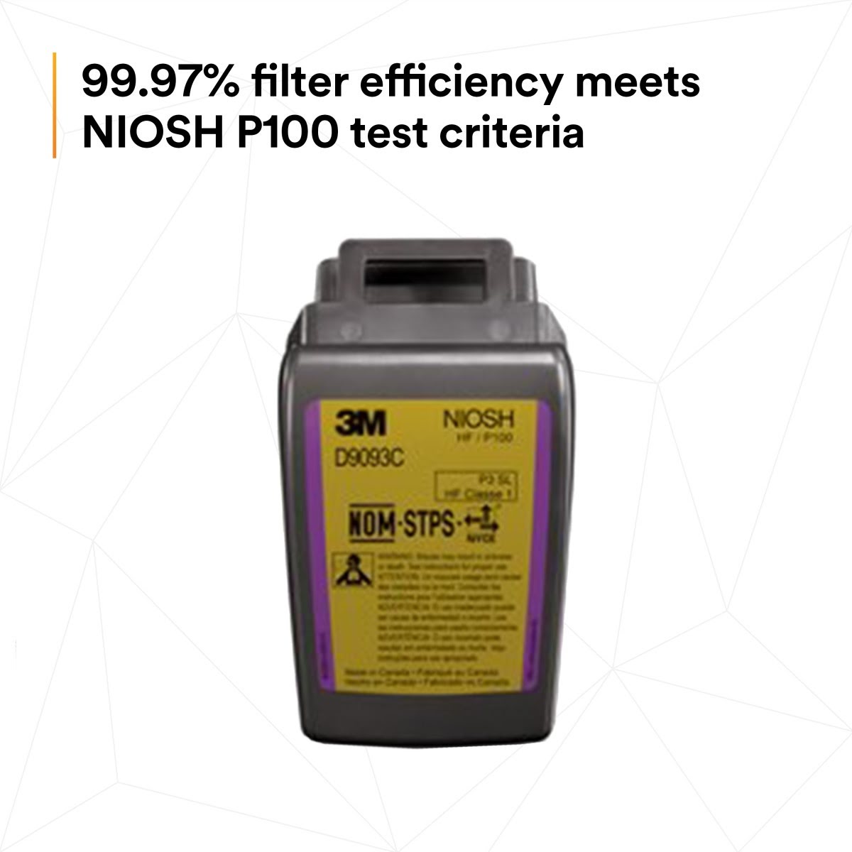 3M Secure Click Hard Case P100 Particulate Filter with Hydrogen Fluoride and Nuisance Level OV/AG Relief, NIOSH Approved (D9093C) (7100206890) (1 Pair) (30 Pack) - 3