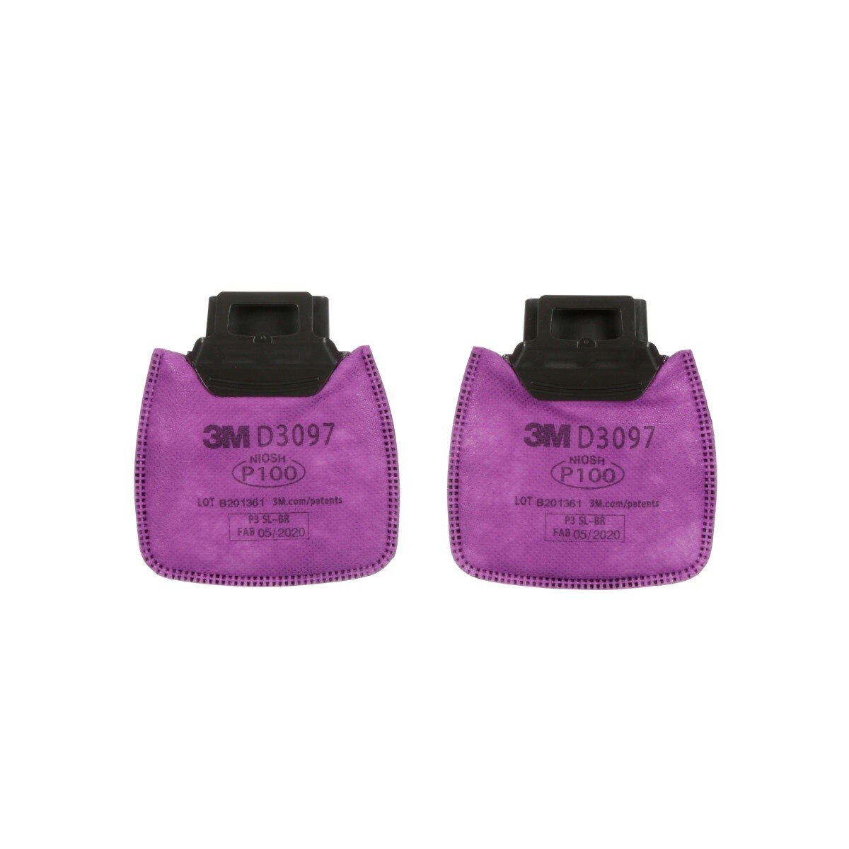 3M Secure Click P100 particulate filter with nuisance level organic vapor relief, magenta (D3097) (7100213150) (1 Pair) (50 Pack)