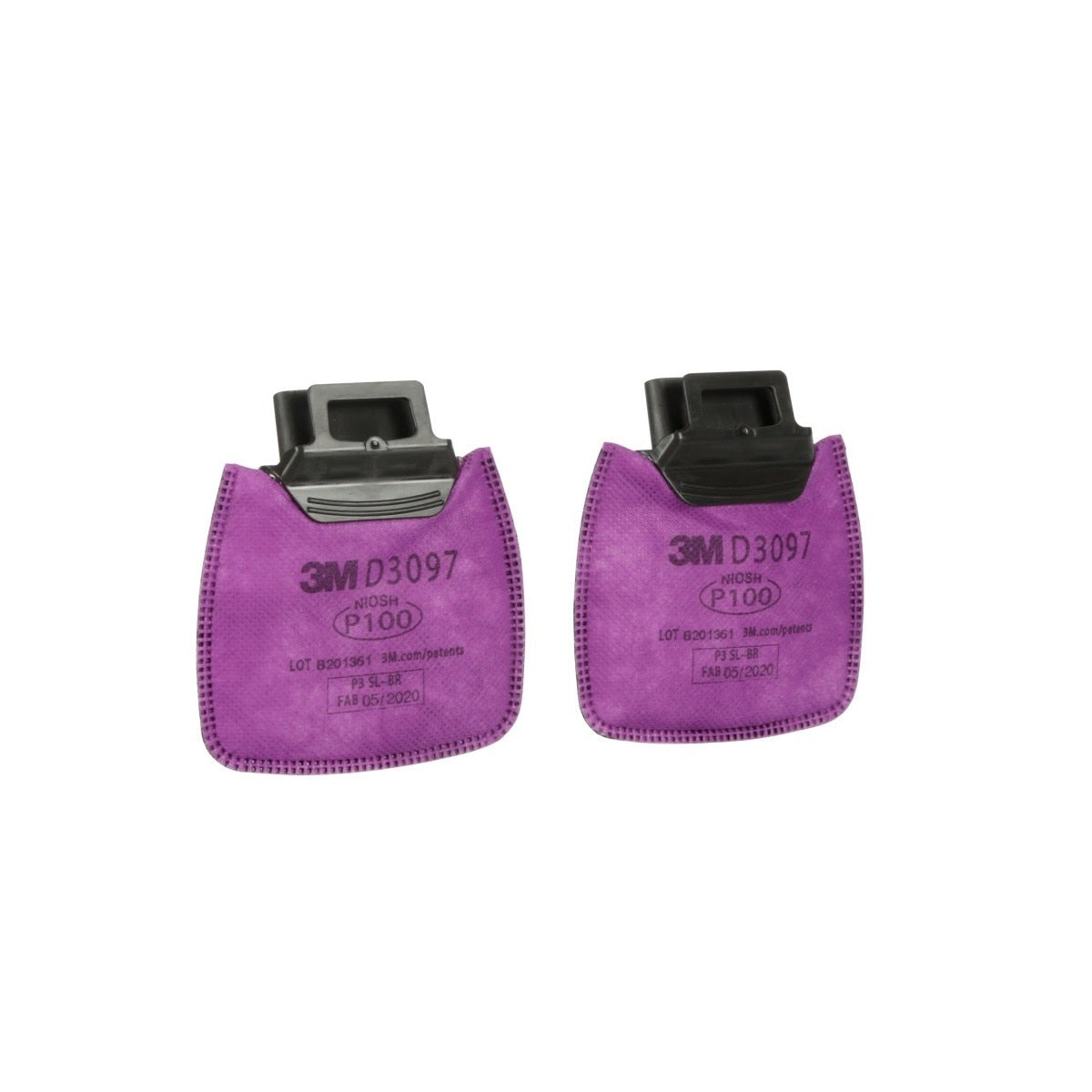 3M Secure Click P100 particulate filter with nuisance level organic vapor relief, magenta (D3097) (7100213150) (1 Pair) (50 Pack) - 3