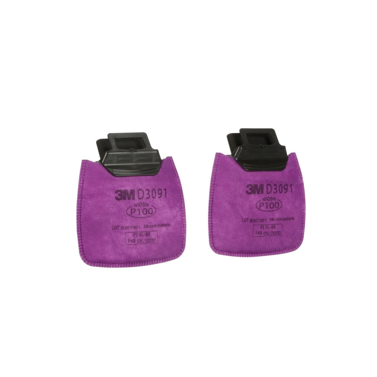 3M Secure Click Particulate Filter, P100, Magenta (D3091) (7100213359) (1 Pair) (50 Pack) - 2