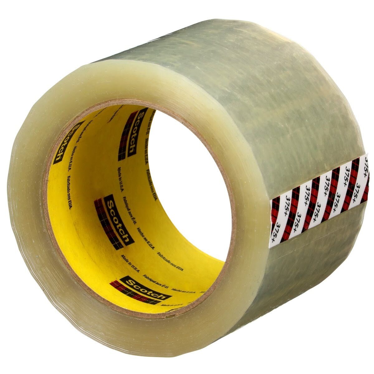 3M 375+ Scotch High Tack Box Sealing Tape, Hot Melt Adhesive, Clear, 72 mm x 50 m (7100215467) (24 Pack) - 2