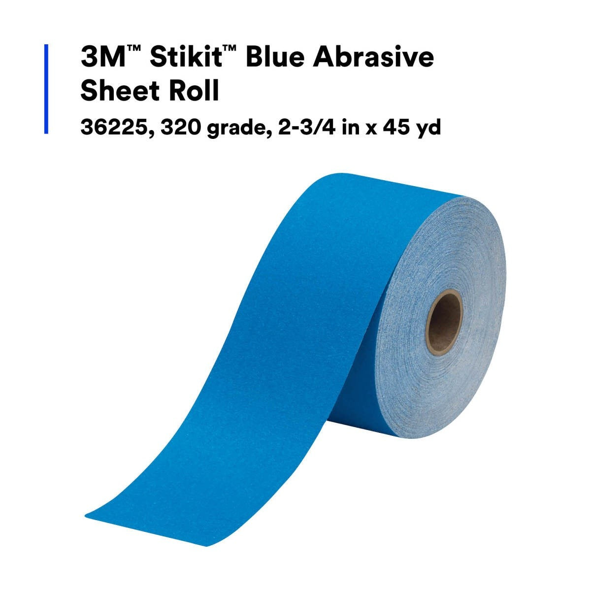 3M 321U Stikit Blue Abrasive Sheet Roll, 320 Grit, PSA, No Hole, 2-3/4 in x 45 yd (36225) (7100216685) (5 Pack) - 6