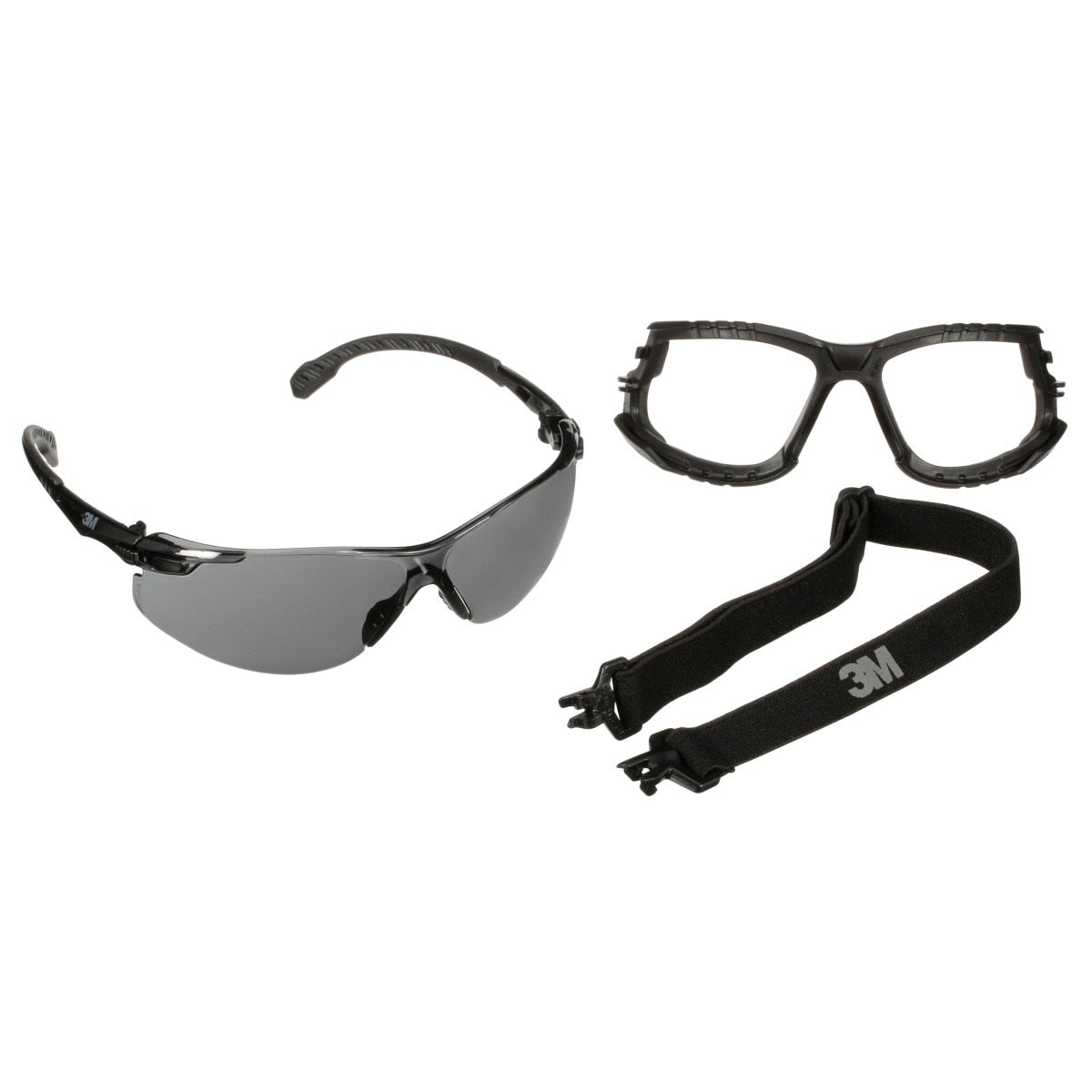 3M Solus 1000 Series Safety Glasses Kit, Black Frame, Gray Scotchgard Anti-Fog Lens (S1502SGAF-KT) (7100221211) (20 Pack)