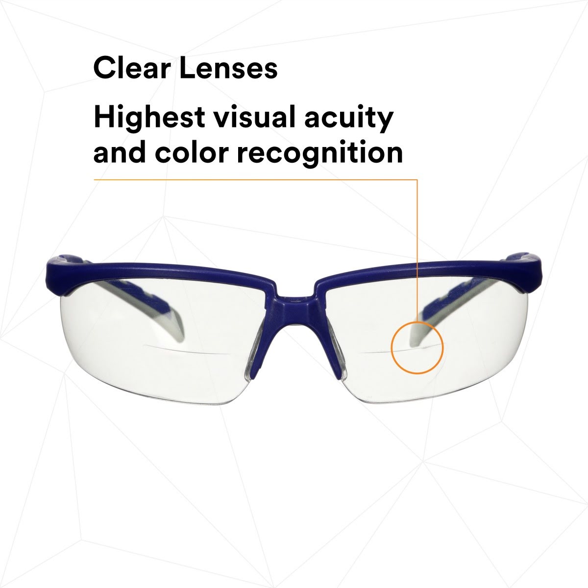 3M Solus 2000 Series Safety Reader Glasses, Blue Gray Temples, Clear +1.5 Anti Fog Anti Scratch Lens (S2015AF-BLU) (7100221704) (20 Pack) - 3
