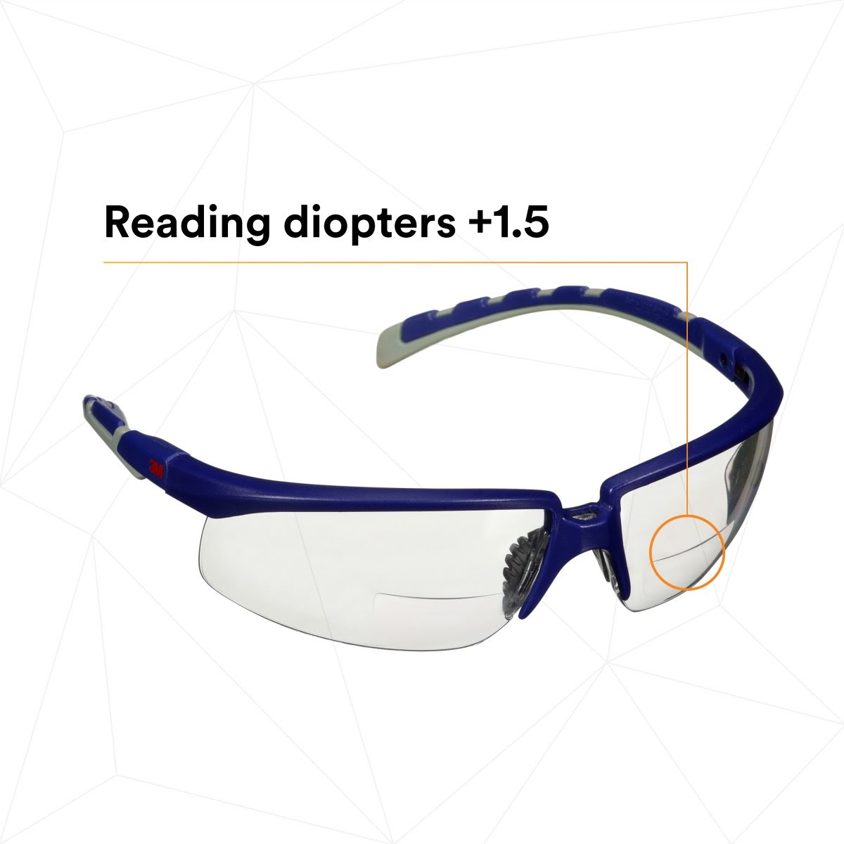 3M Solus 2000 Series Safety Reader Glasses, Blue Gray Temples, Clear +1.5 Anti Fog Anti Scratch Lens (S2015AF-BLU) (7100221704) (20 Pack) - 5