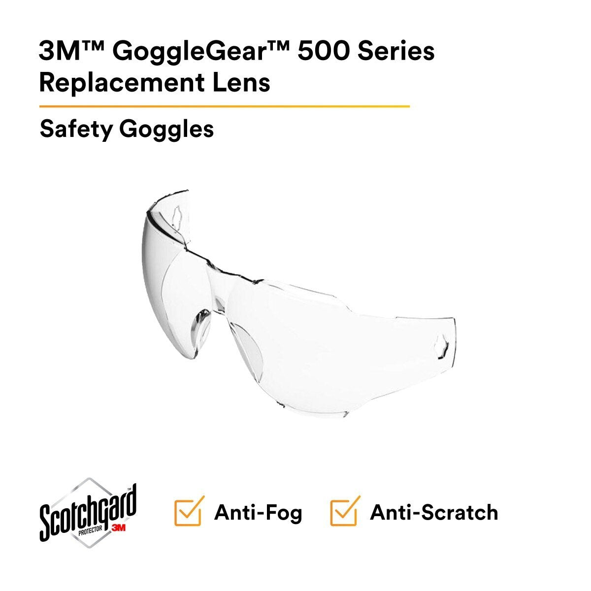3M GG501SGAF-LENS GoggleGear 500-Series Clear Anti-Fog Anti-Scratch Replacement Lens (7100222787) (20 Pack) - 2