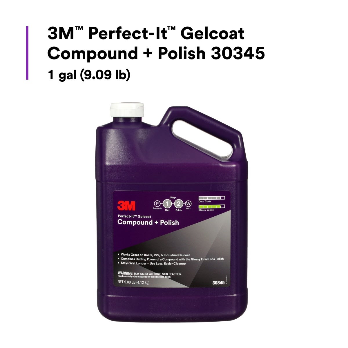 3M Perfect-It Gelcoat Compound and Polish, Professional Grade, Liquid, White, 1 gal (30345) (7100223173) (4 Pack) - 6