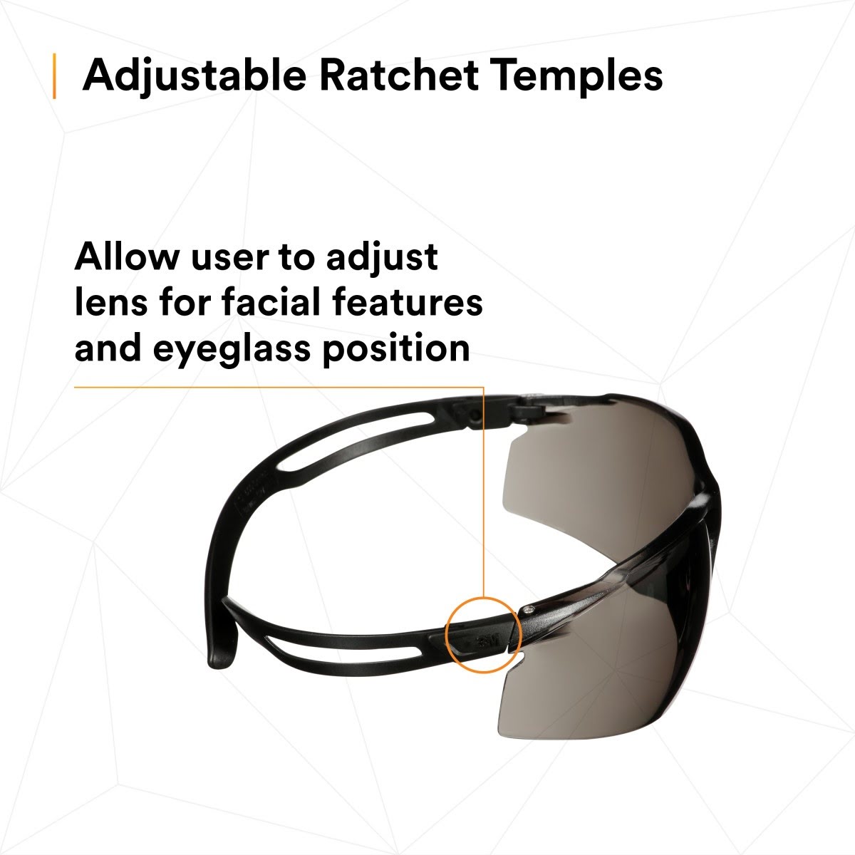 3M SF502AF-BLK SecureFit 500 Series Safety Glasses, Impact Rated ANSI Z87, Adjustable Ratchet Temples, Anti-Fog/Anti-Scratch Gray Lens, Black Frame (7100228722) (20 Pack) - 10