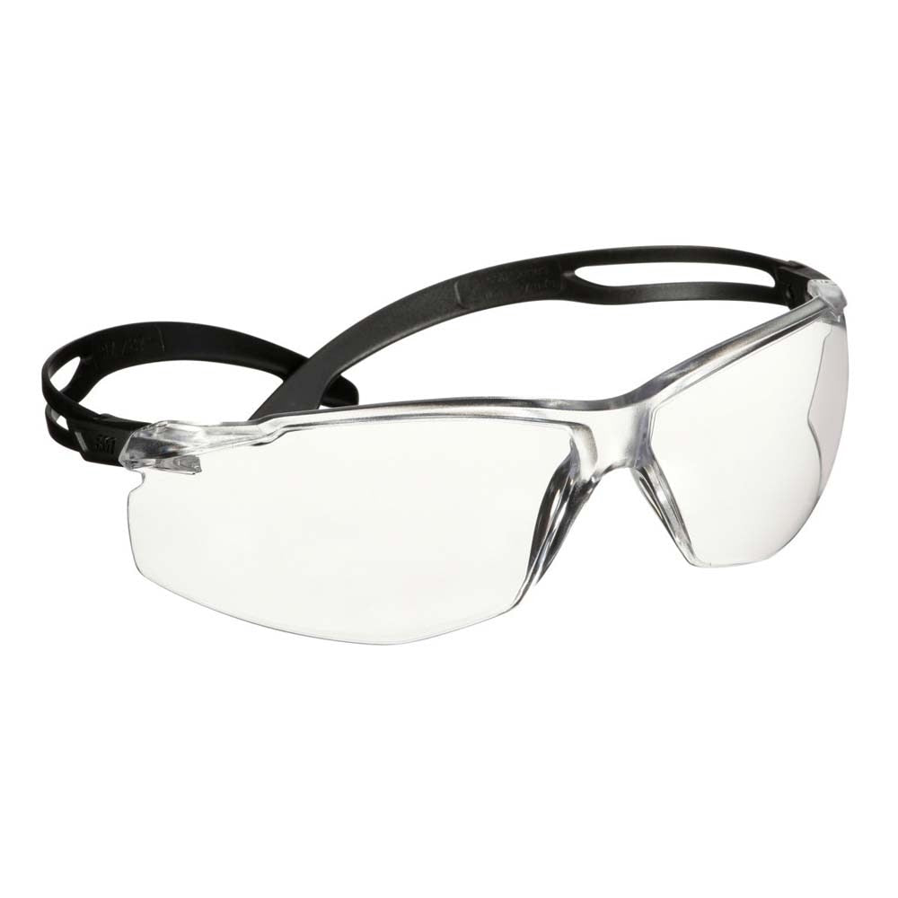 3M SF501AF-BLK Safety Glasses, 500 Series, Impact Rated ANSI Z87, Adjustable Ratchet Temples, Sporty Protective Eyewear, Anti-Fog Anti-Scratch Clear Lens, Black Frame (7100228736) (20 Pack) - 5