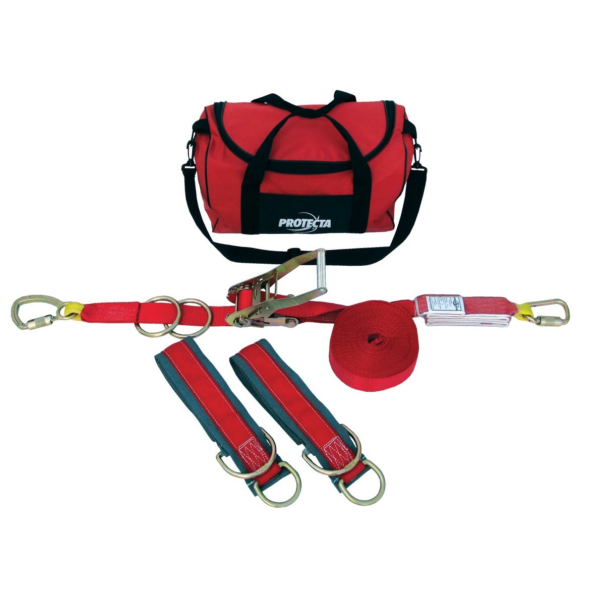 3M 1200101 PROTECTA PRO-Line Temporary Horizontal Lifeline System, Web, 60 ft, Two 6 ft Tie Off Adaptors, Carrying Bag, Red (7100232036) (2 Pack)