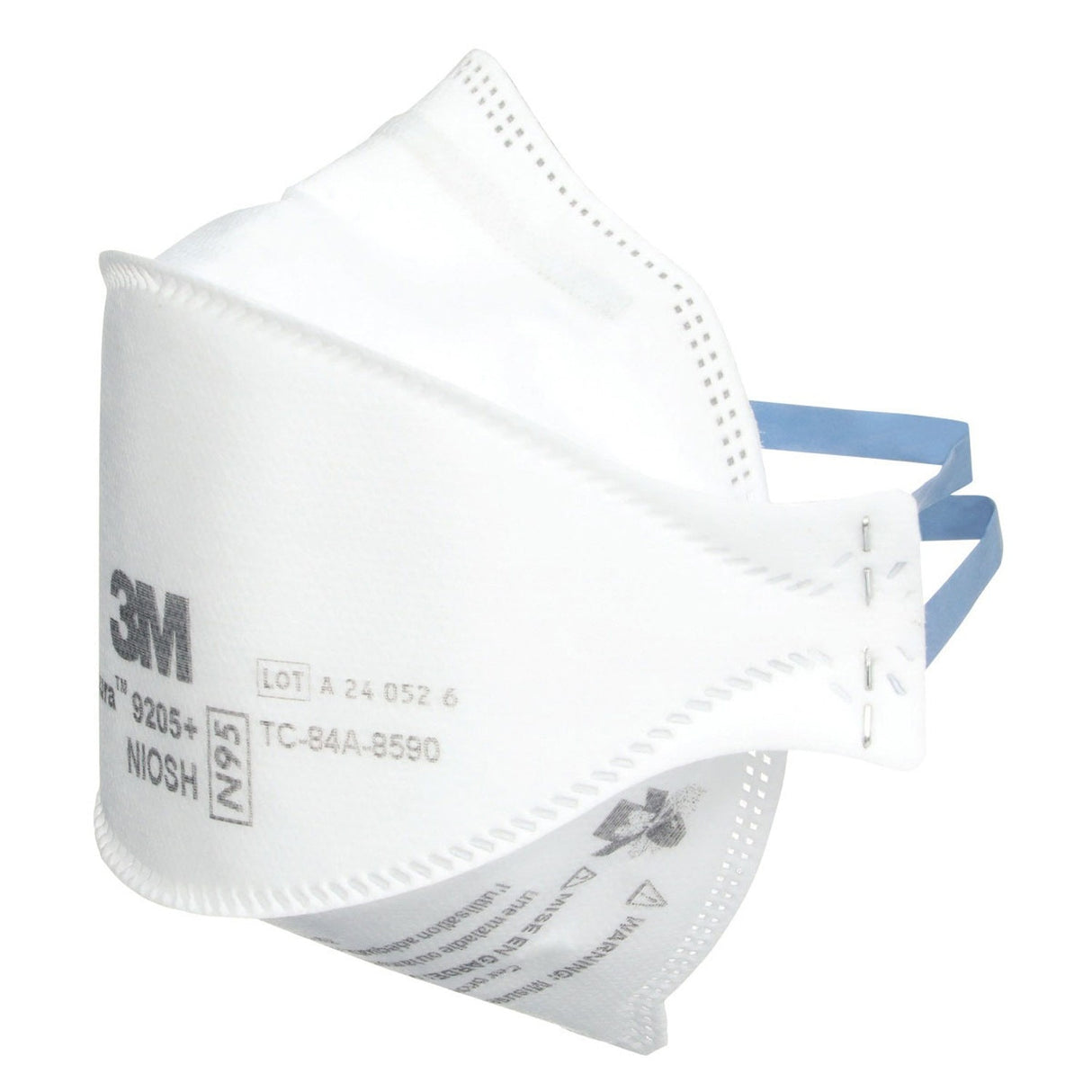 3M 9205+ BULK Aura N95 Particulate Respirator, Flat Fold 3-Panel, Standard Size, White, Individually Wrapped (7100232940) (440 Pack) - 2