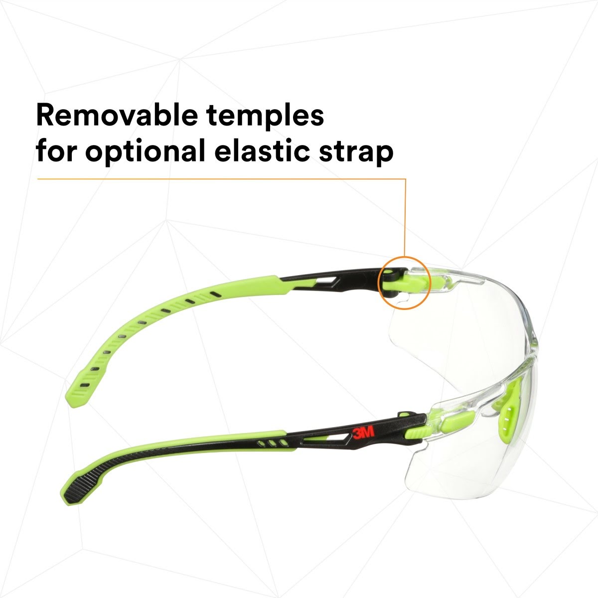 3M S1201SGAF-TKT Solus Safety Glasses Anti Fog Clear Lens Green Black Frame with Gasket and Strap (7100233038) (20 Pack) - 4