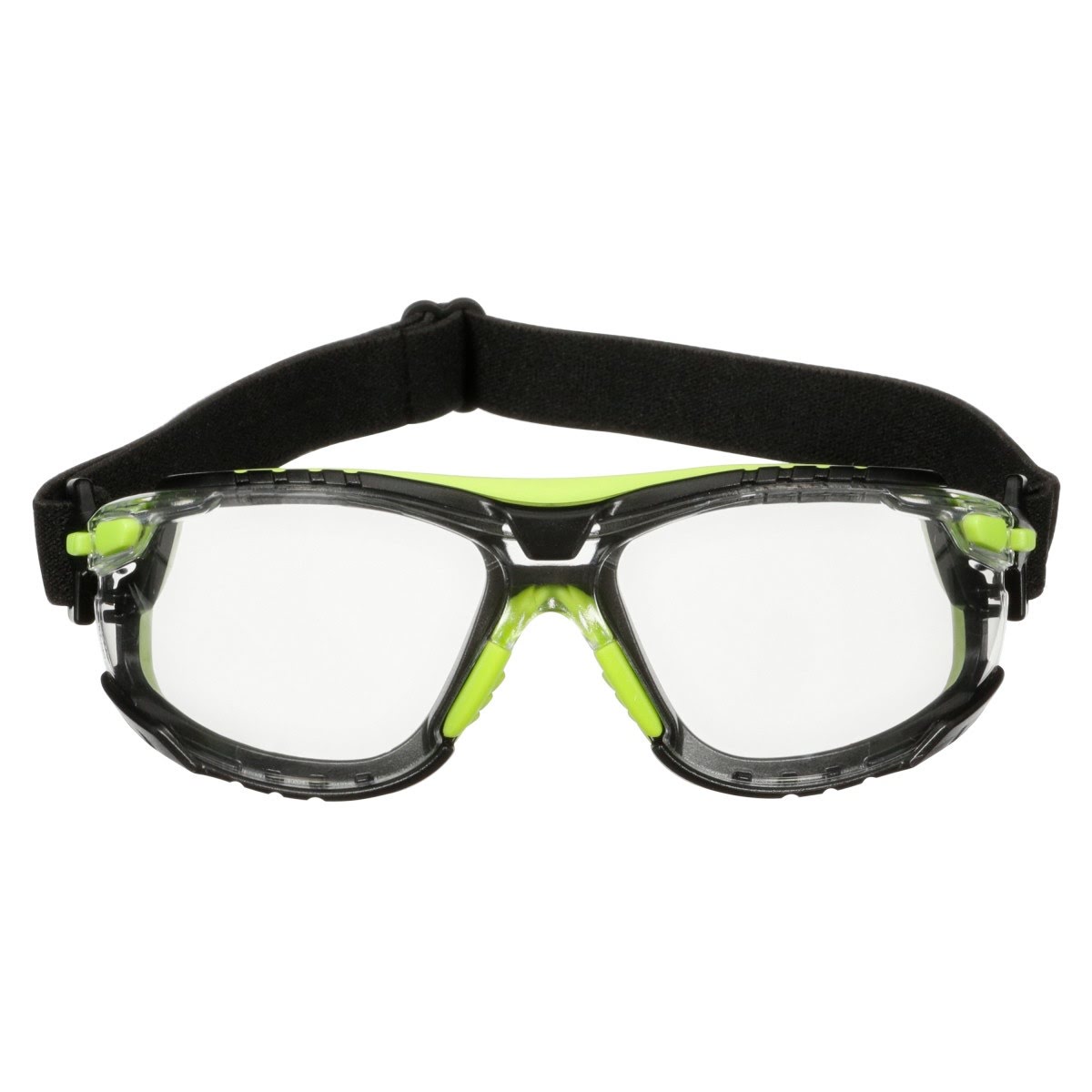 3M S1201SGAF-TSKT Solus 1000 Series Safety Glasses, Green/Black, Scotchgard Anti-Fog Coating, Clear Lens, TPE Gasket and Strap (7100234544) (20 Pack)