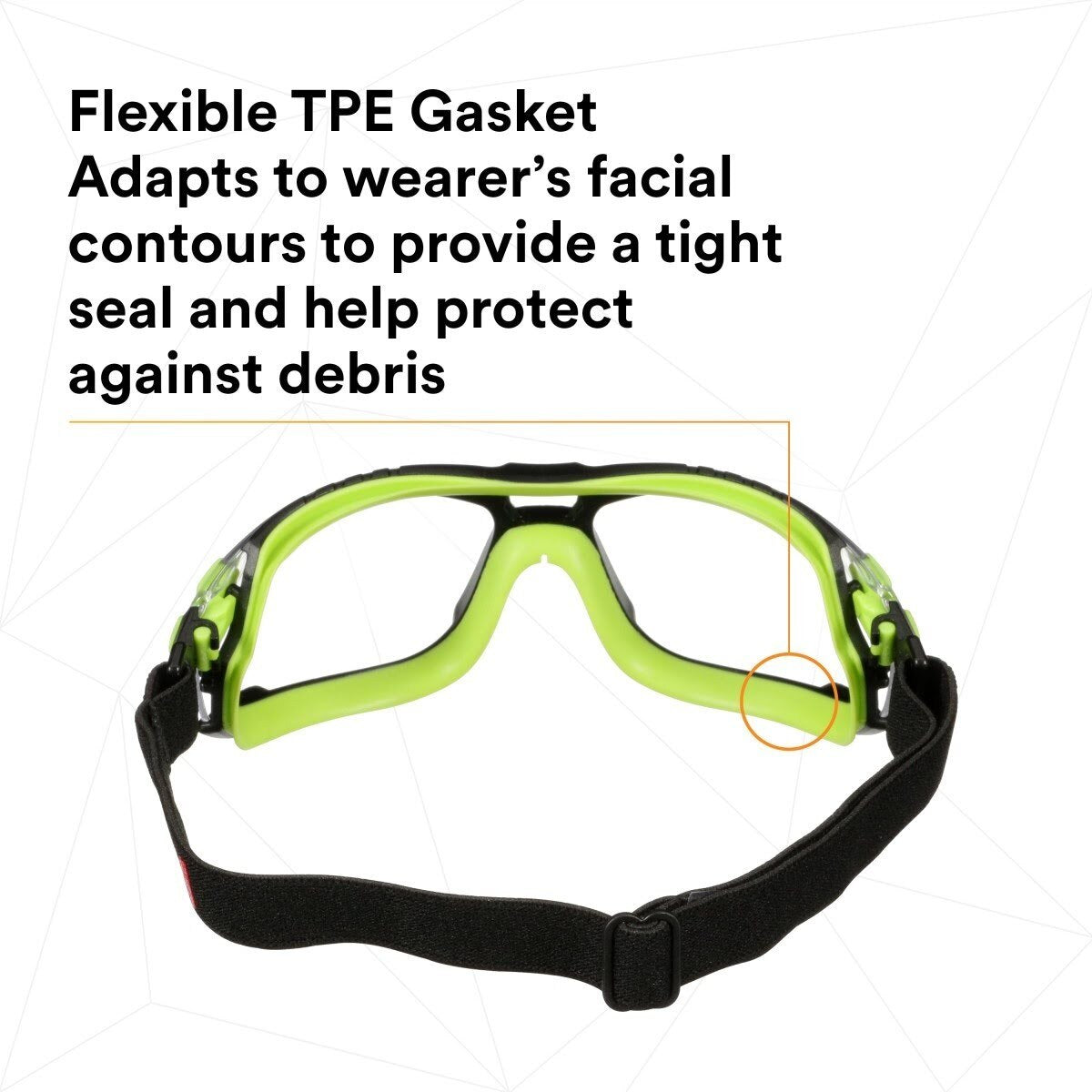 3M S1201SGAF-TSKT Solus 1000 Series Safety Glasses, Green/Black, Scotchgard Anti-Fog Coating, Clear Lens, TPE Gasket and Strap (7100234544) (20 Pack) - 4