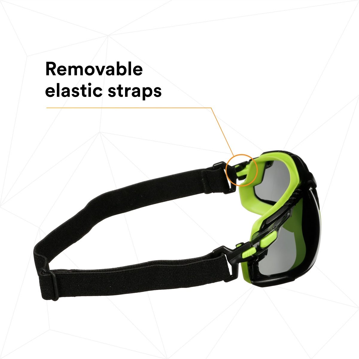 3M S1202SGAF-TSKT Solus 1000 Series Safety Glasses, Green Black, Gray Anti Fog Anti Scratch Lens, TPE Gasket with Strap (7100235154) (20 Pack) - 9