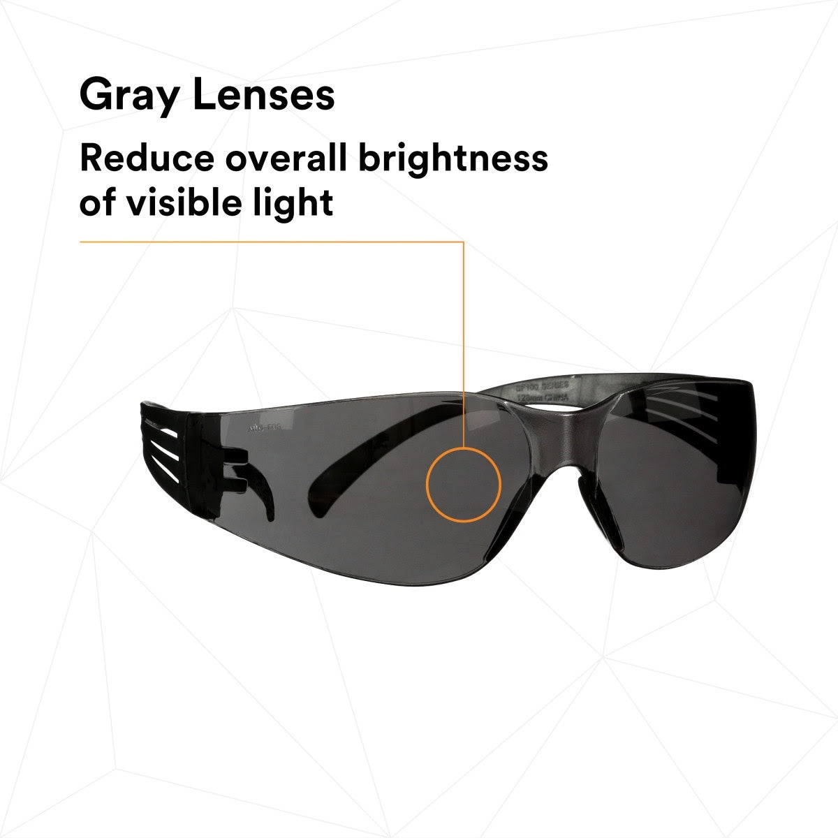 3M SF102AF-BLK SecureFit 100 Series, Black Temples, Gray Anti-Fog/Anti-Scratch Lens (7100238172) (400 Pack) - 8