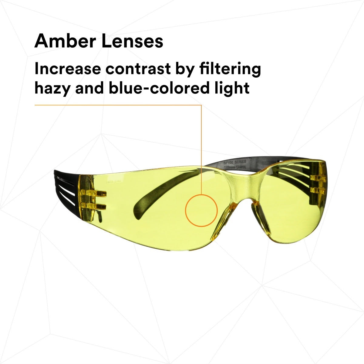 3M SF103AF-BLK SecureFit 100 Series, Black Temples, Amber Anti-Fog/Anti-Scratch Lens (7100238183) (20 Pack) - 4