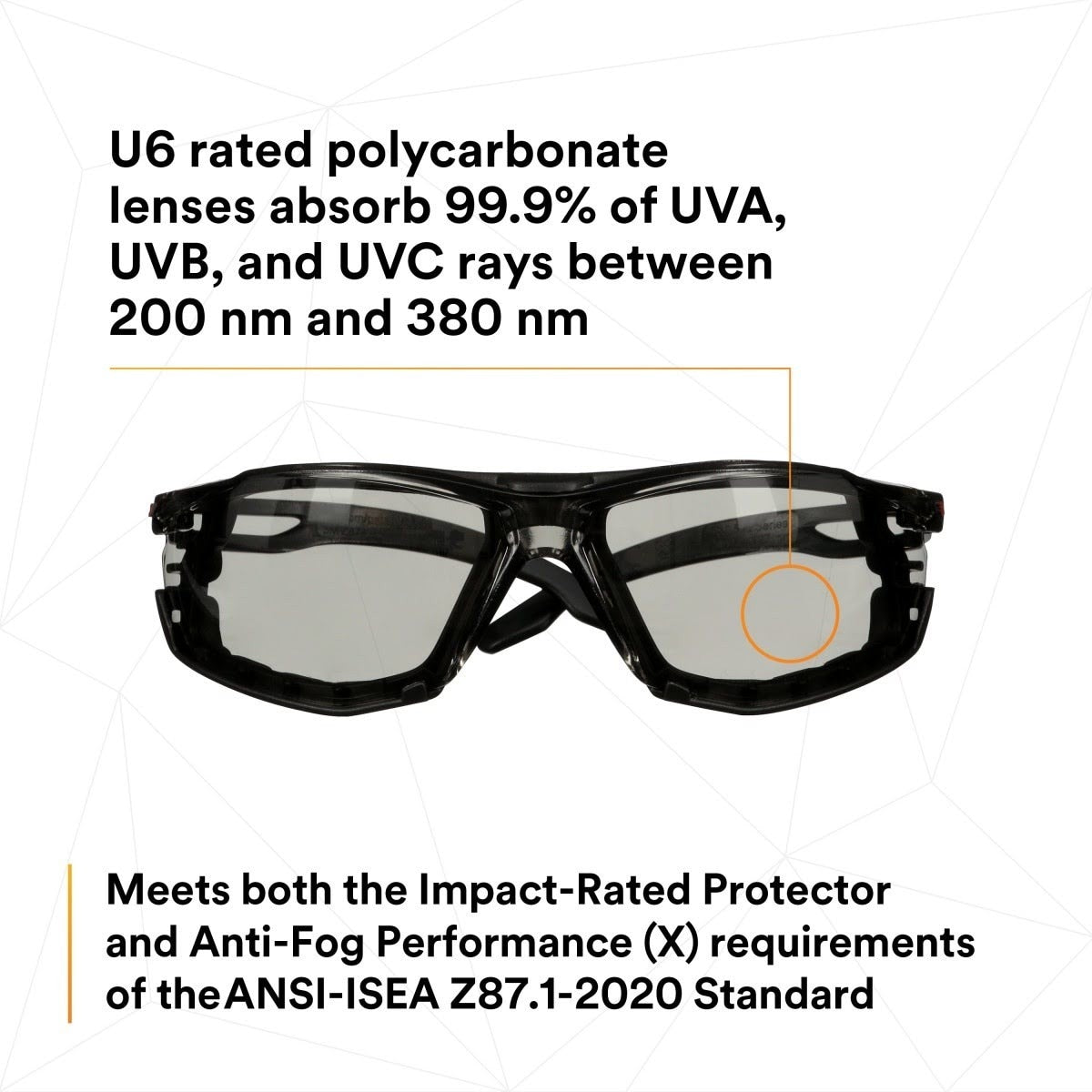 3M SF507SGAF-BLK-FM SecureFit 500 Series Safety Glasses, Anti-Fog Coating, Indoor/Outdoor Gray Lens, Black Frame with Foam Gasket (7100239092) (20 Pack) - 6