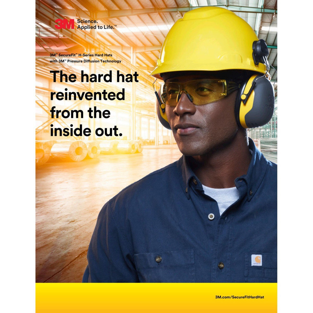 3M H-707SFR-UV SecureFit Hi-Vis Orange Non-Vented Cap Style Hard Hat with Uvicator and 4-Point Ratchet Suspension (7100239999) - 9