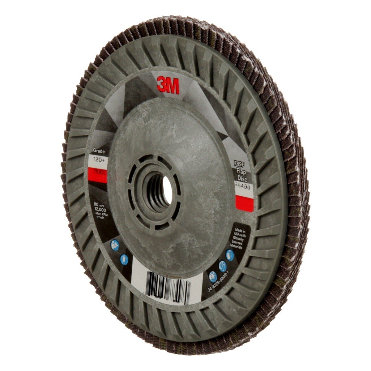 3M 769F Flap Disc, T29 Quick Change, Precision Shaped Ceramic 120 Plus Purple, 5 in x 5/8 in-11 (7100243778) (250Pack) - 3