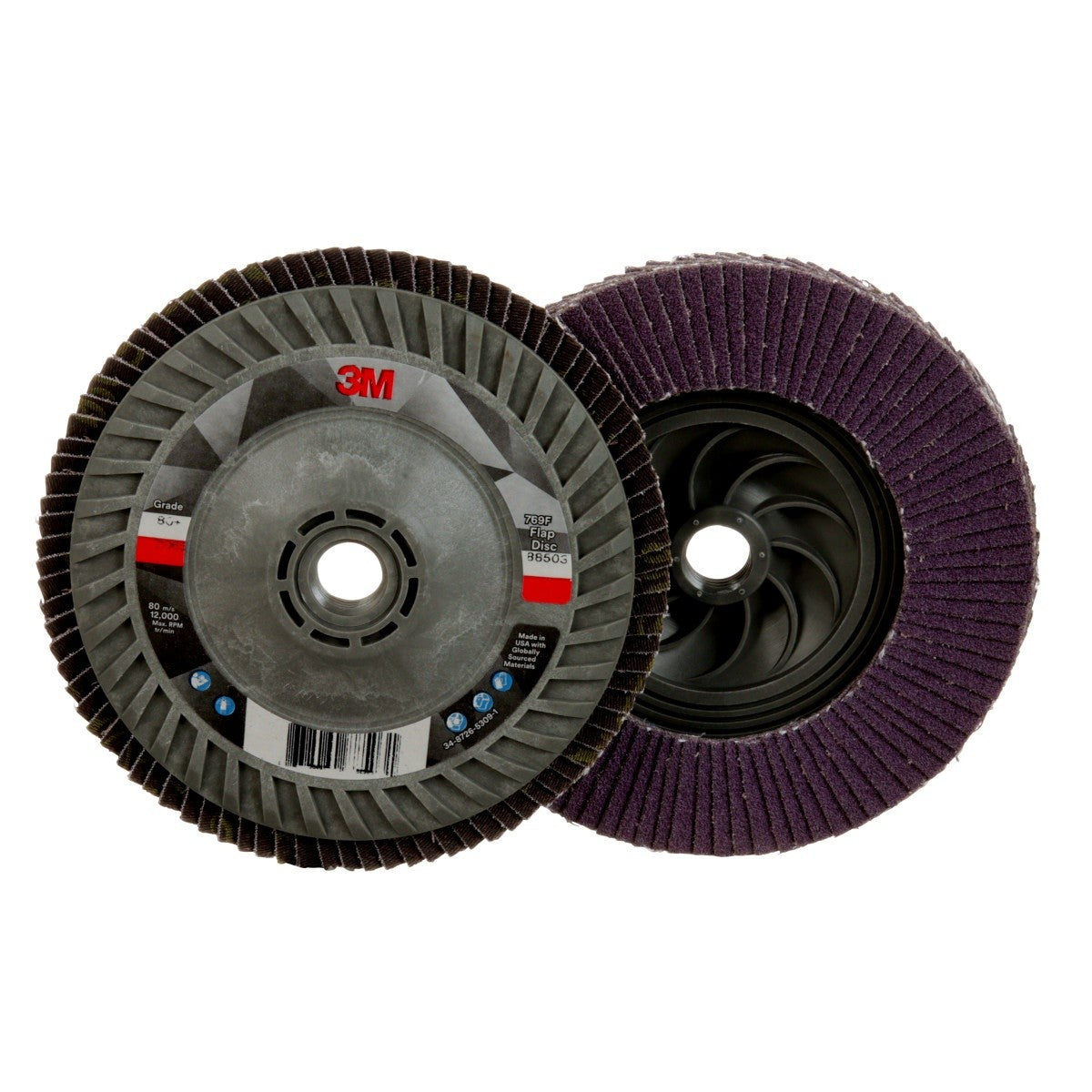 3M 769F Flap Disc, T27 Quick Change, 80+, Purple, 5 in x 5/8 in-11 (7100243782) (250Pack) - 2