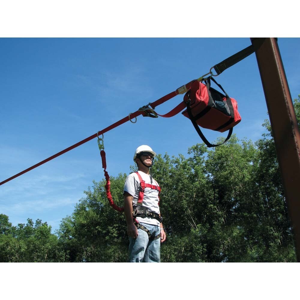 3M 7100243801 Protecta PRO-Line 1200105 Protecta 60' Horizontal Lifeline System with Carrying Bag, Red - 3