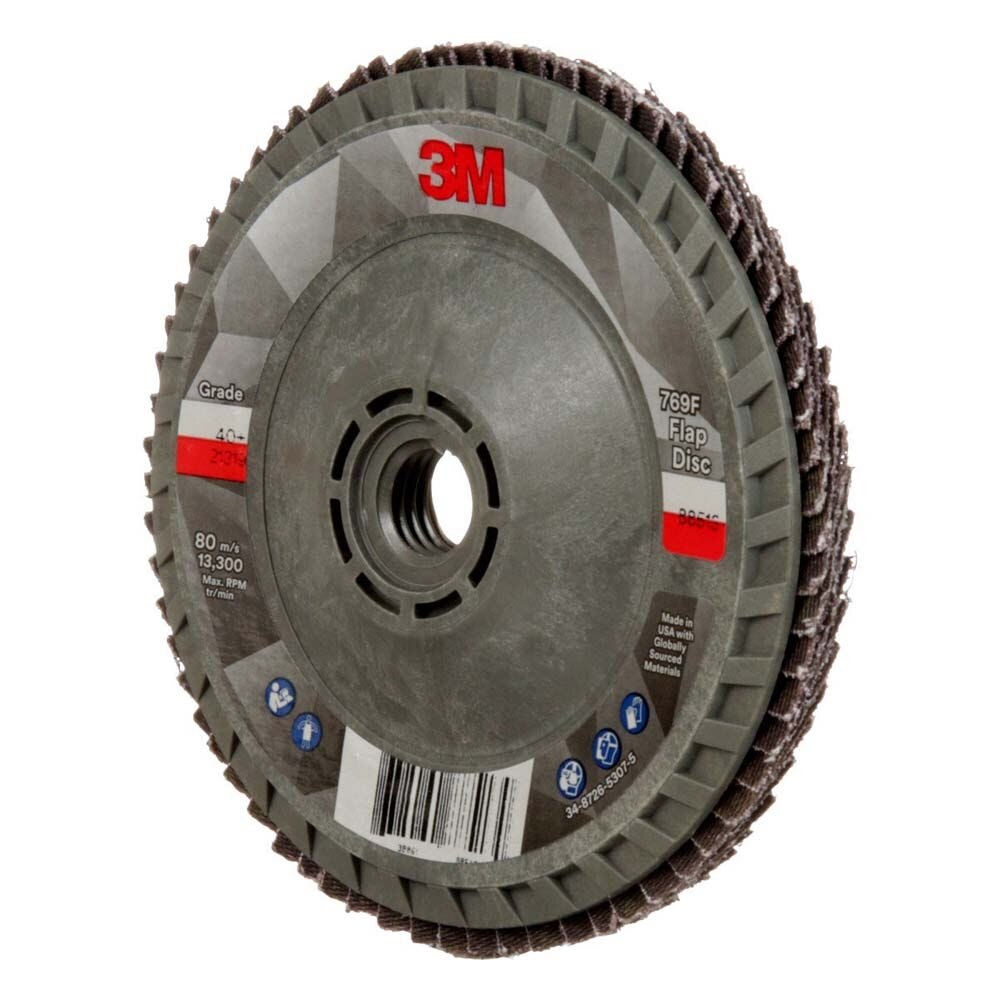 3M 7100244822 Flap Disc 769F, 40+, T29 Quick Change, 4-1/2 in x 5/8 in-11 - 3