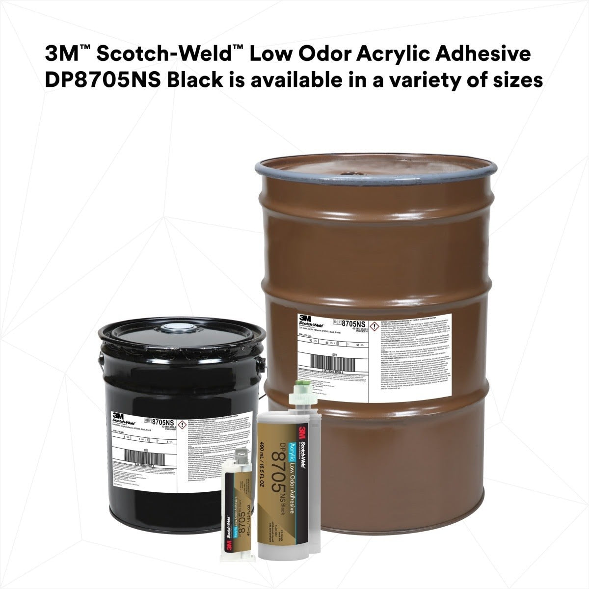 3M DP8705NS Scotch-Weld Low Odor Acrylic Adhesive, Black, 45 mL Duo-Pak (7100245036) (12 Pack) - 8